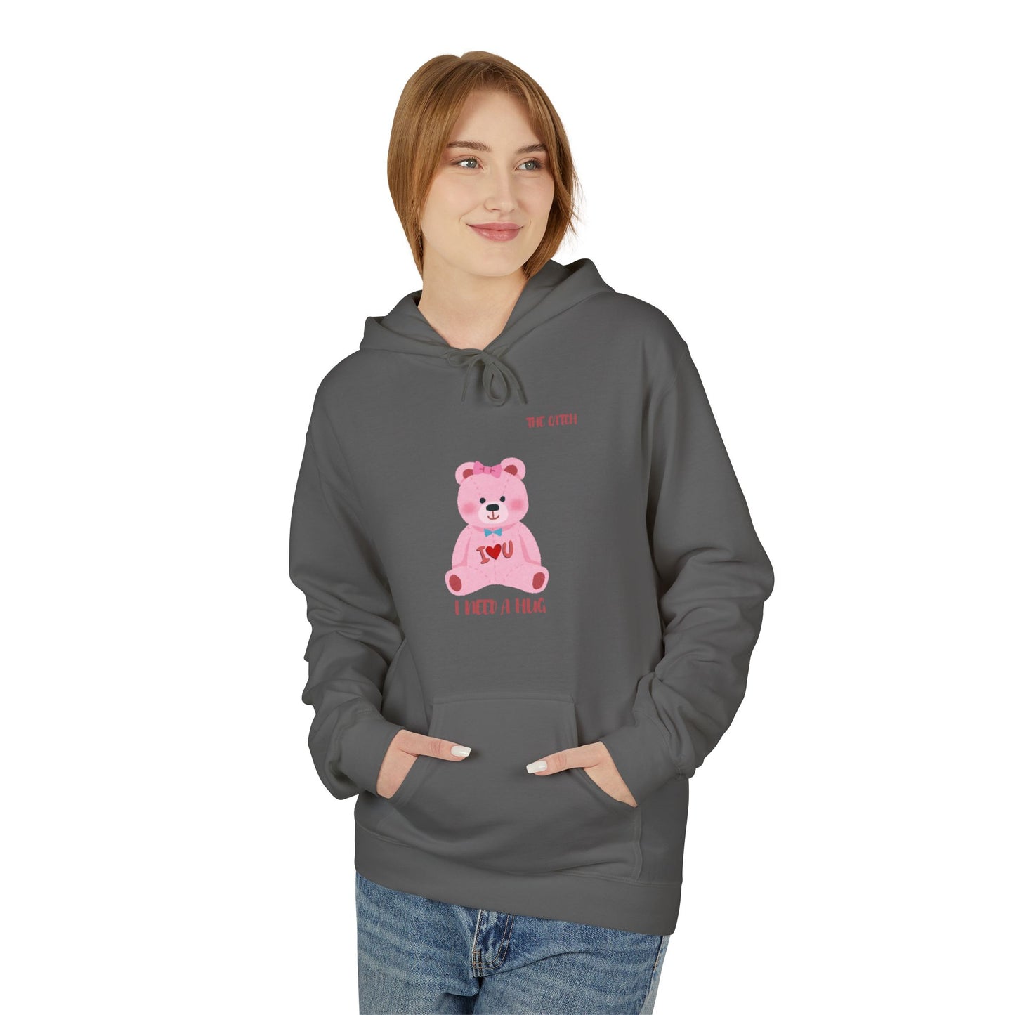 I Need a Hug Teddy Bear Fleece Hoodie