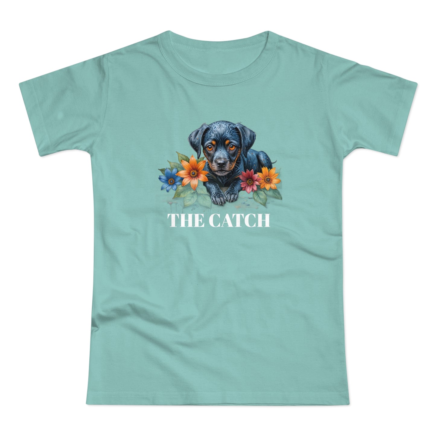 The Catch Dog-Themed Women's T-Shirt - Floral Design for Pet Lovers - THE CATCH
