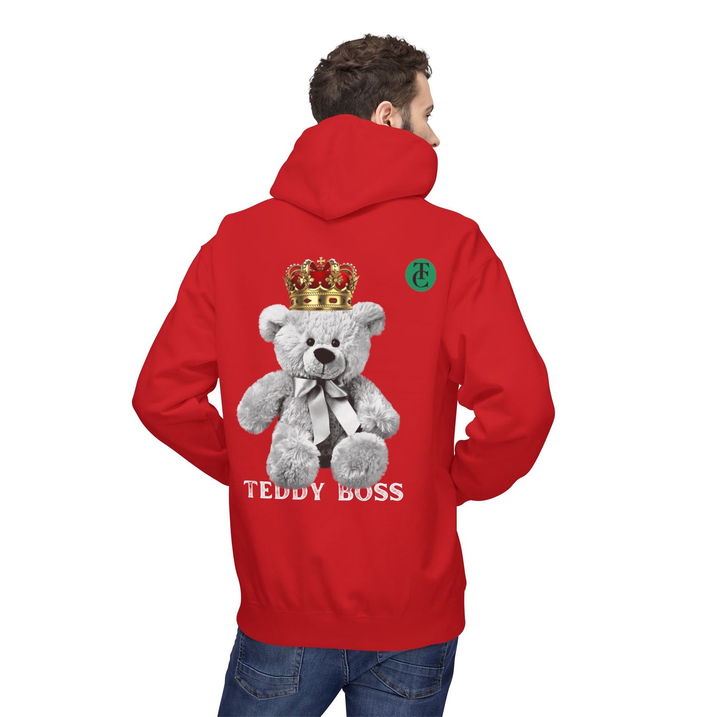 Teddy Boss Hoodie: Midweight Softstyle Fleece with Crowned Bear Design