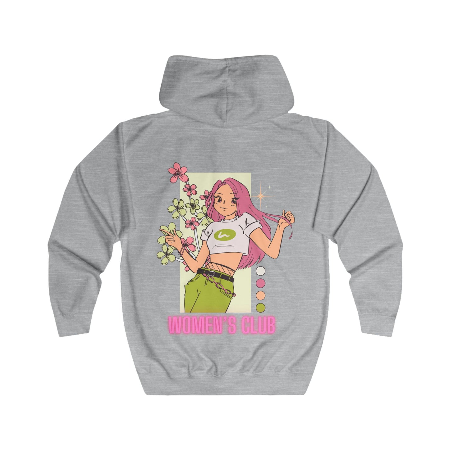Trendy Women's Club Zip Hoodie - Floral Graphic, Comfortable Full Zip Design - THE CATCH