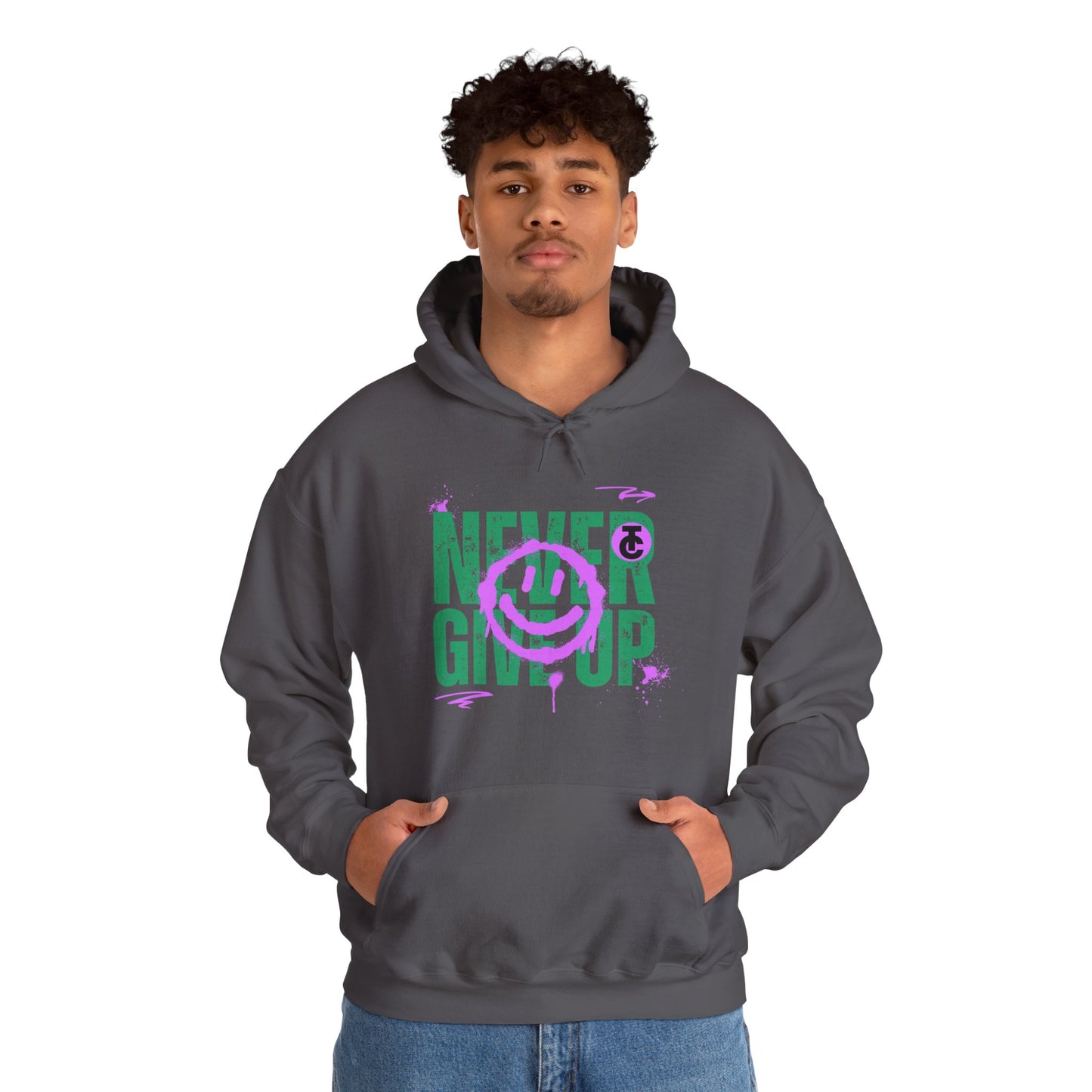 Motivational Sweatshirt - "Never Give Up" Hoodie, Cozy Gift for Friends, Inspirational Apparel, Perfect for Any Occasion