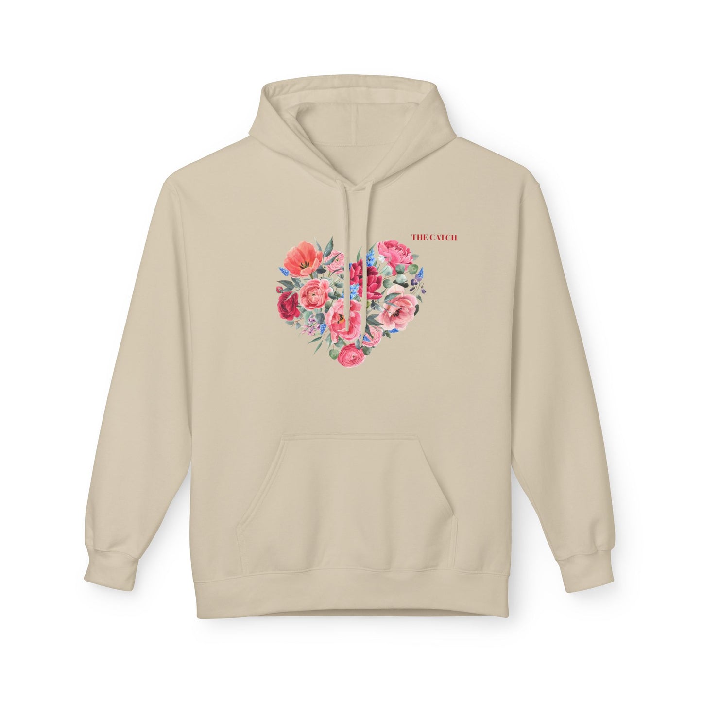 Floral Heart Fleece Hoodie - Softstyle Sweatshirt