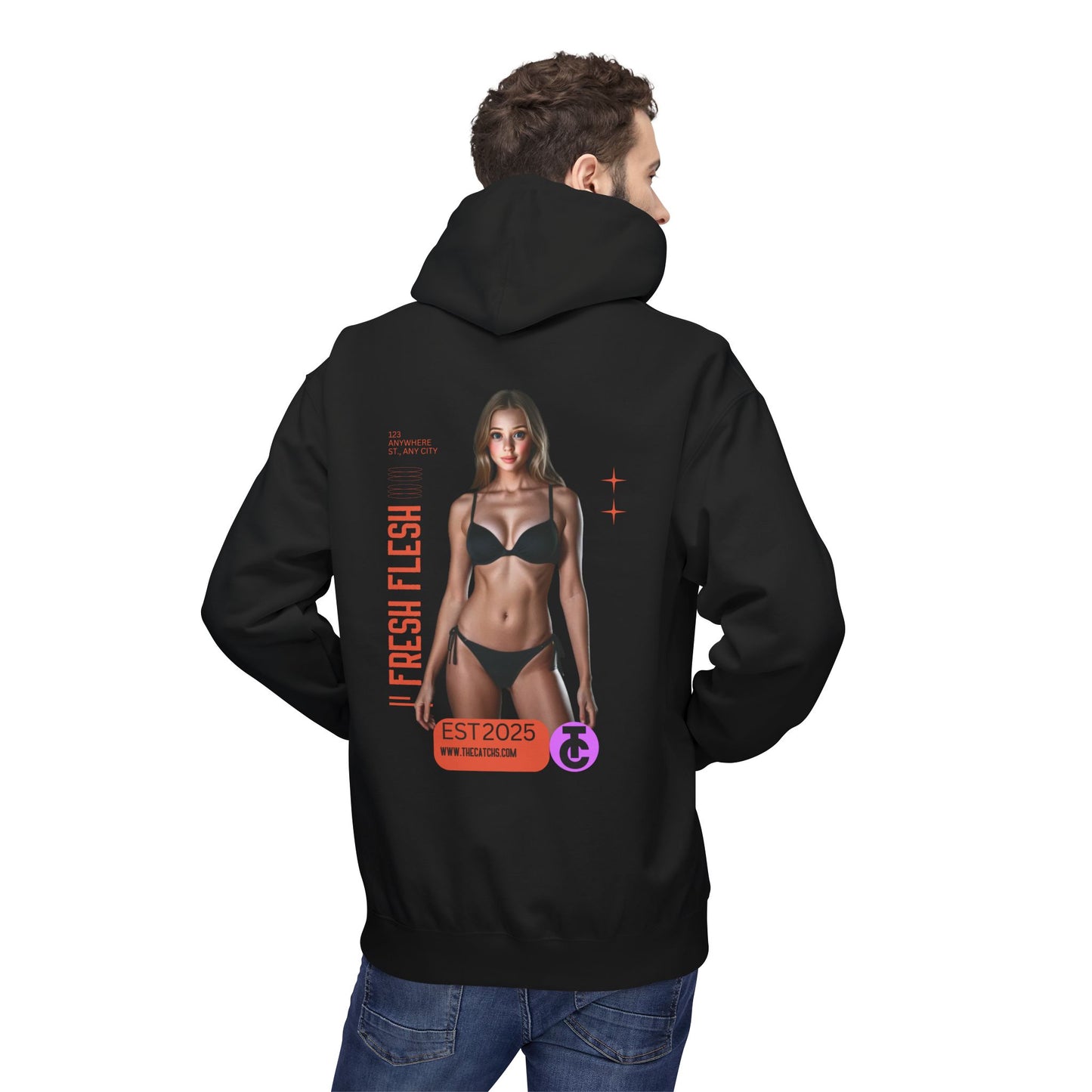 Fresh Flesh Graphic Hoodie for Trendsetters Midweight Fleece Sweatshirt - THE CATCH