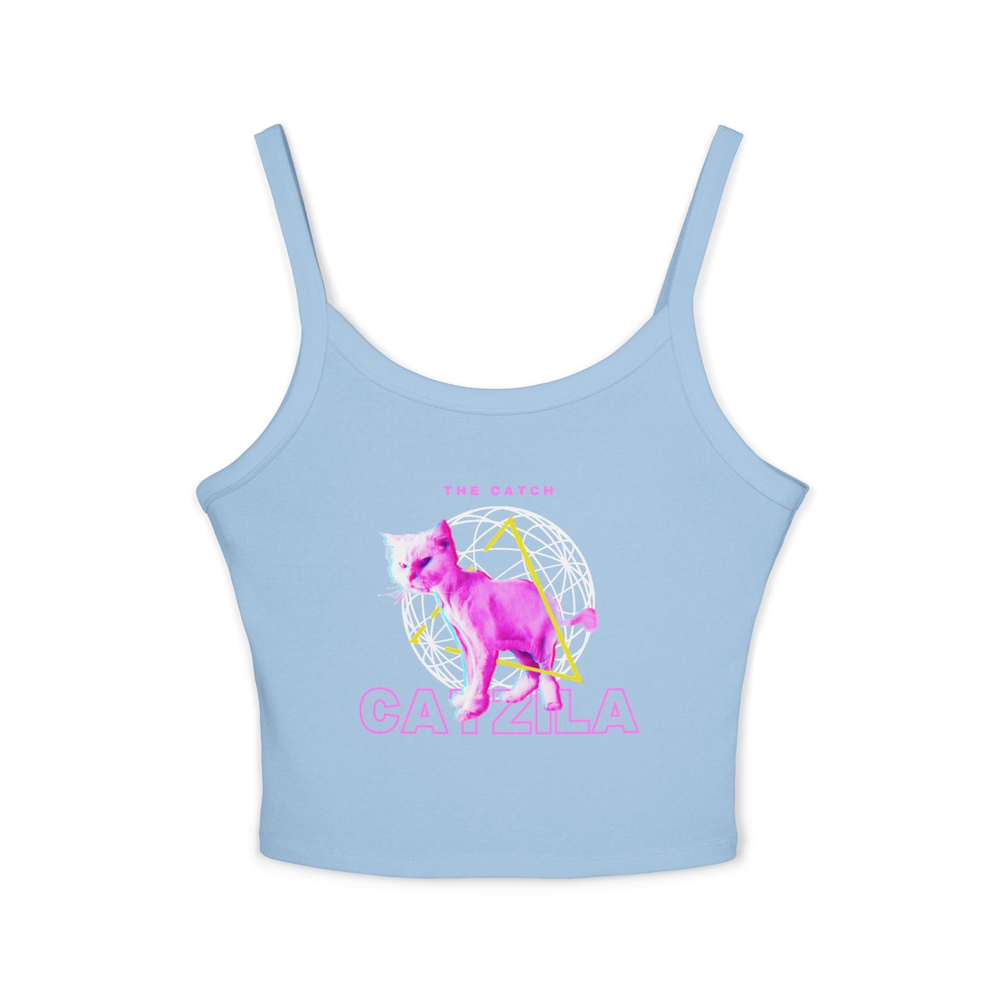 Colorful Cat Graphic Women's Tank Top, Summer Tops, Cute Cat Apparel, Gifts for Cat Lovers, Trendy Spaghetti Strap Shirt - THE CATCH