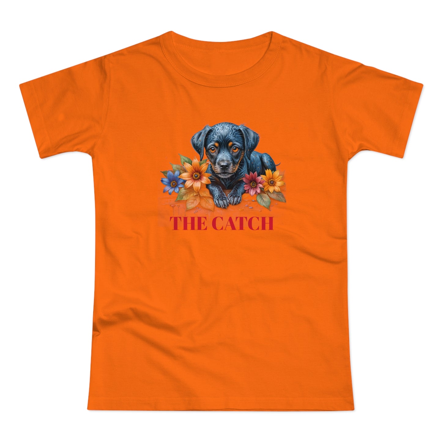 The Catch Dog-Themed Women's T-Shirt - Floral Design for Pet Lovers - THE CATCH