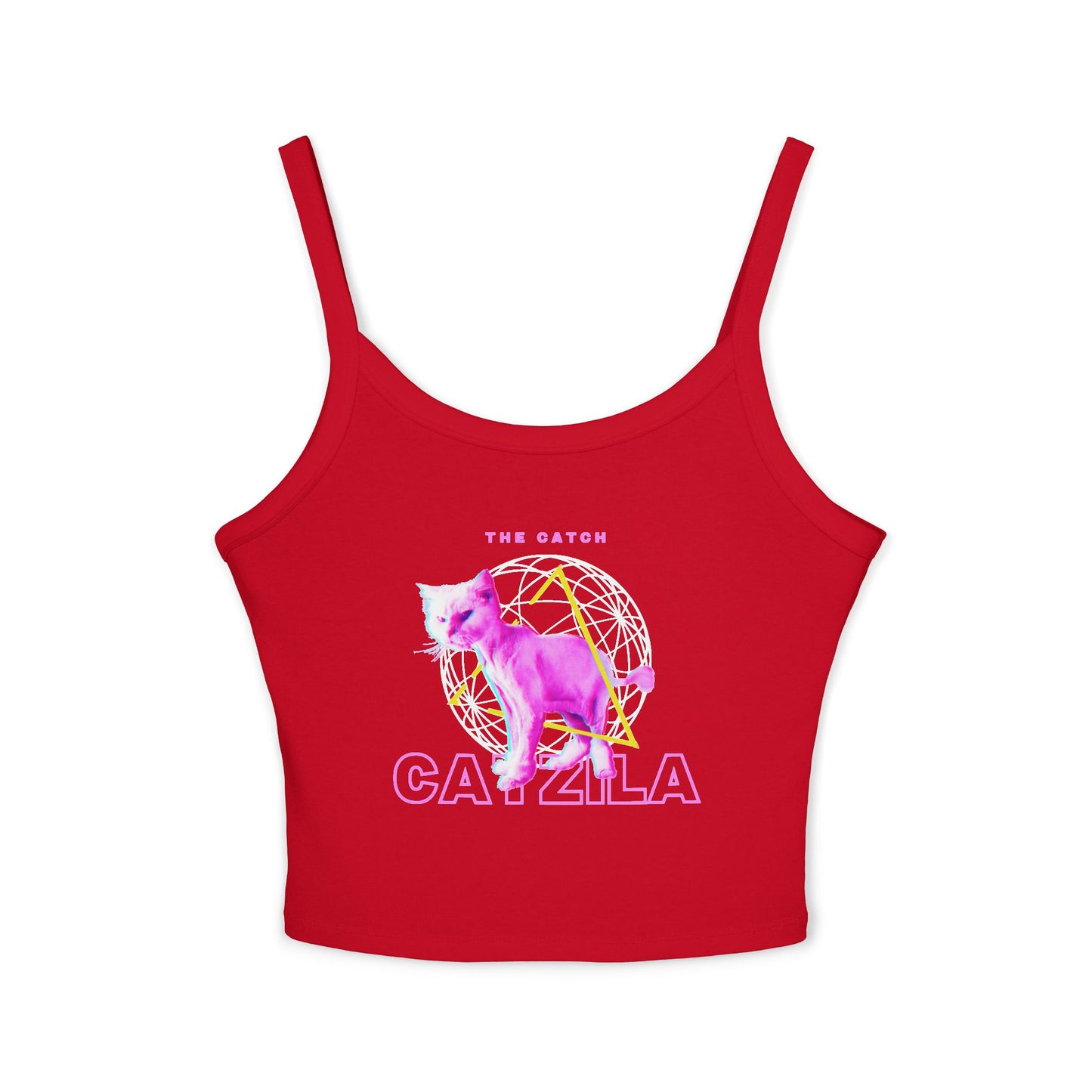 Colorful Cat Graphic Women's Tank Top, Summer Tops, Cute Cat Apparel, Gifts for Cat Lovers, Trendy Spaghetti Strap Shirt - THE CATCH