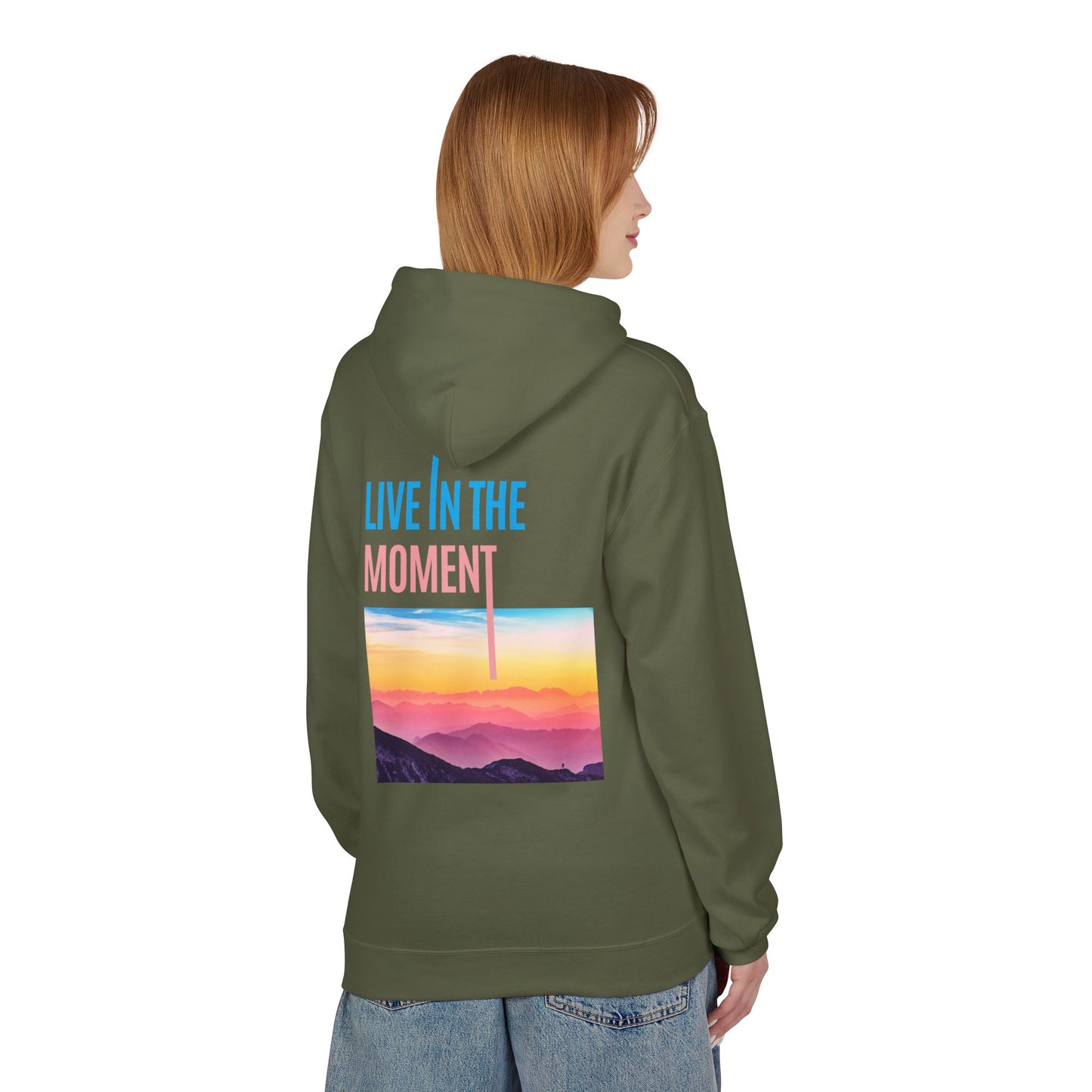 Midweight Hoodie - "Live in the Moment" Casual Fleece Sweatshirt