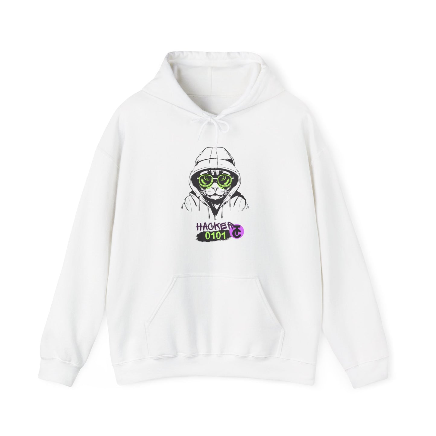 Hacker Cat Hoodie - Cozy Sweatshirt, Streetwear Pullover, Tech Enthusiast Gift, Cyberpunk Apparel, Casual Fashion - THE CATCH