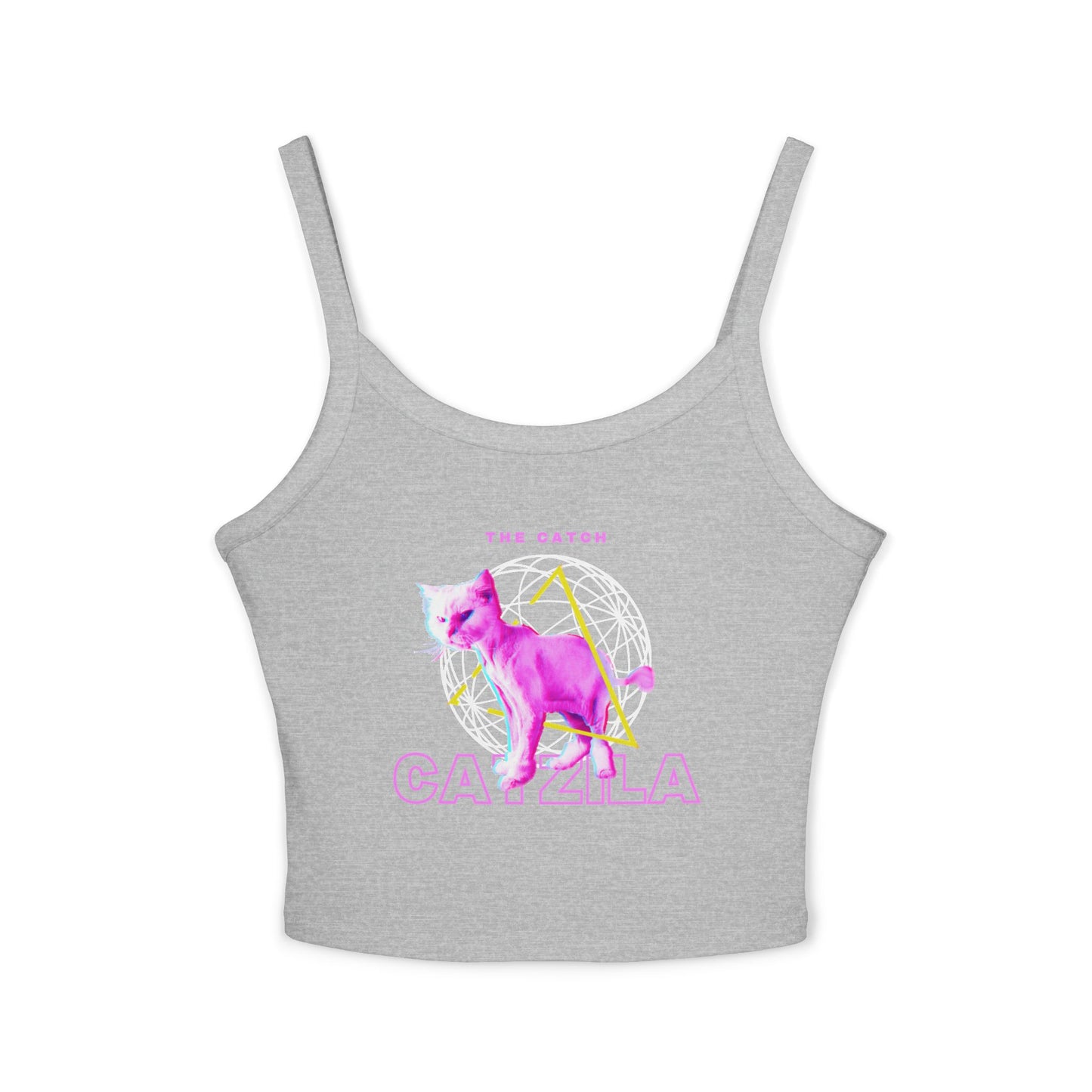 Colorful Cat Graphic Women's Tank Top, Summer Tops, Cute Cat Apparel, Gifts for Cat Lovers, Trendy Spaghetti Strap Shirt - THE CATCH