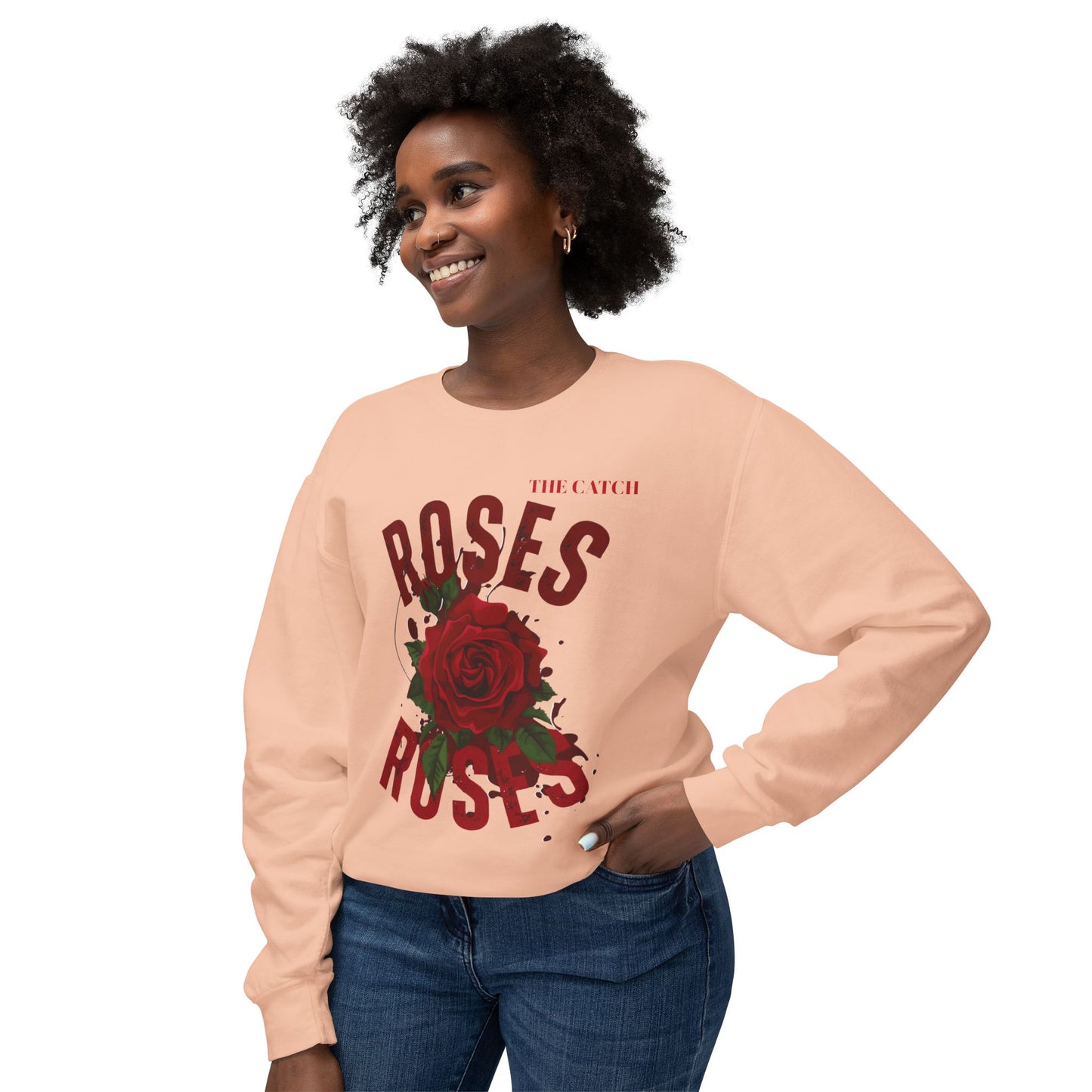 Lightweight Crewneck Sweatshirt - Roses Design