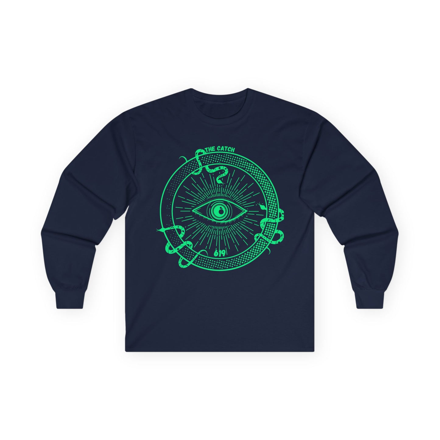 The Catch Graphic Long Sleeve Tee - Cotton Shirt with Eye Design - THE CATCH