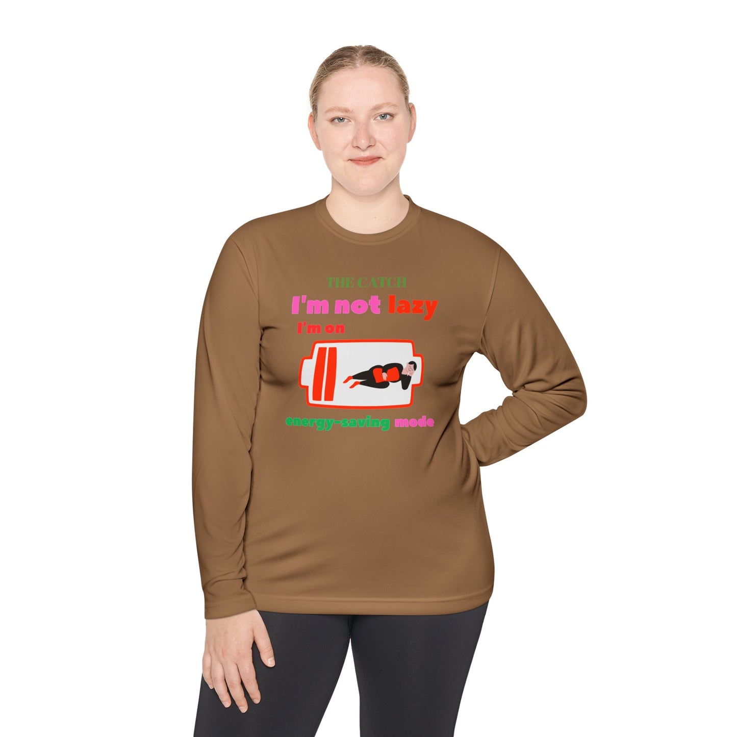 Women's Lightweight Long Sleeve Tee - I'm Not Lazy, I'm on Energy-Saving Mode - THE CATCH