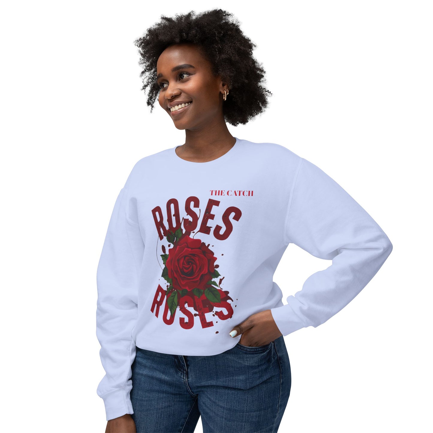 Lightweight Crewneck Sweatshirt - Roses Design