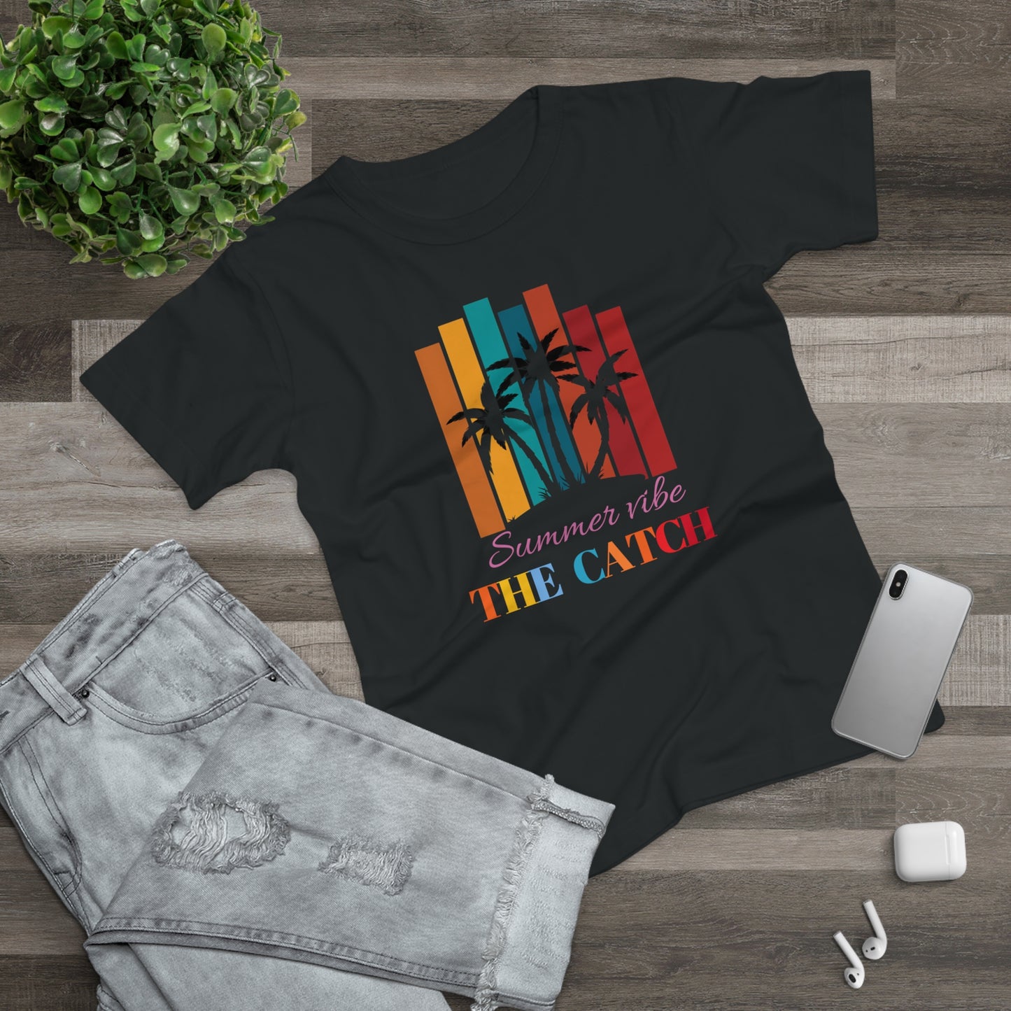 Summer Vibe Women's T-Shirt with Palm Design - THE CATCH