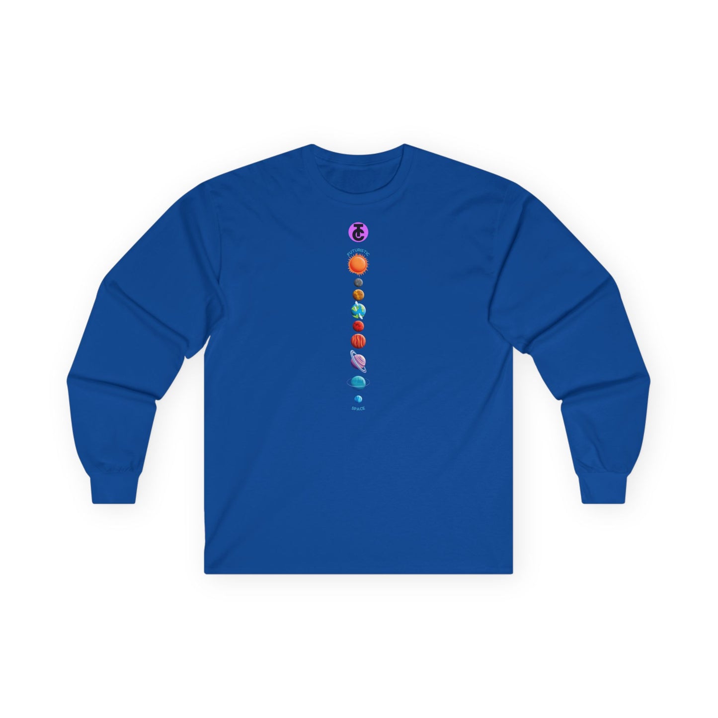 Man's Long Sleeve Tee - Cosmic Planets Design - Perfect for Astronomers & Space Lovers
