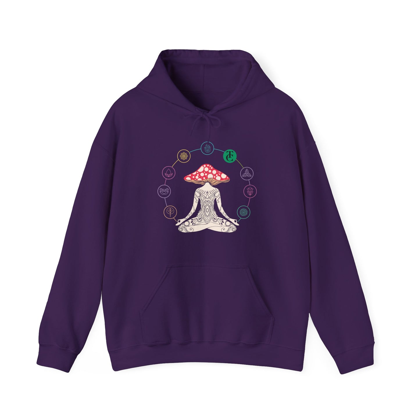 Meditative Mushroom Hoodie - Hooded Sweatshirt, Spiritual Fashion, Cozy Gift, Yoga Attire, Mindfulness Wear, Fall Fashion - THE CATCH