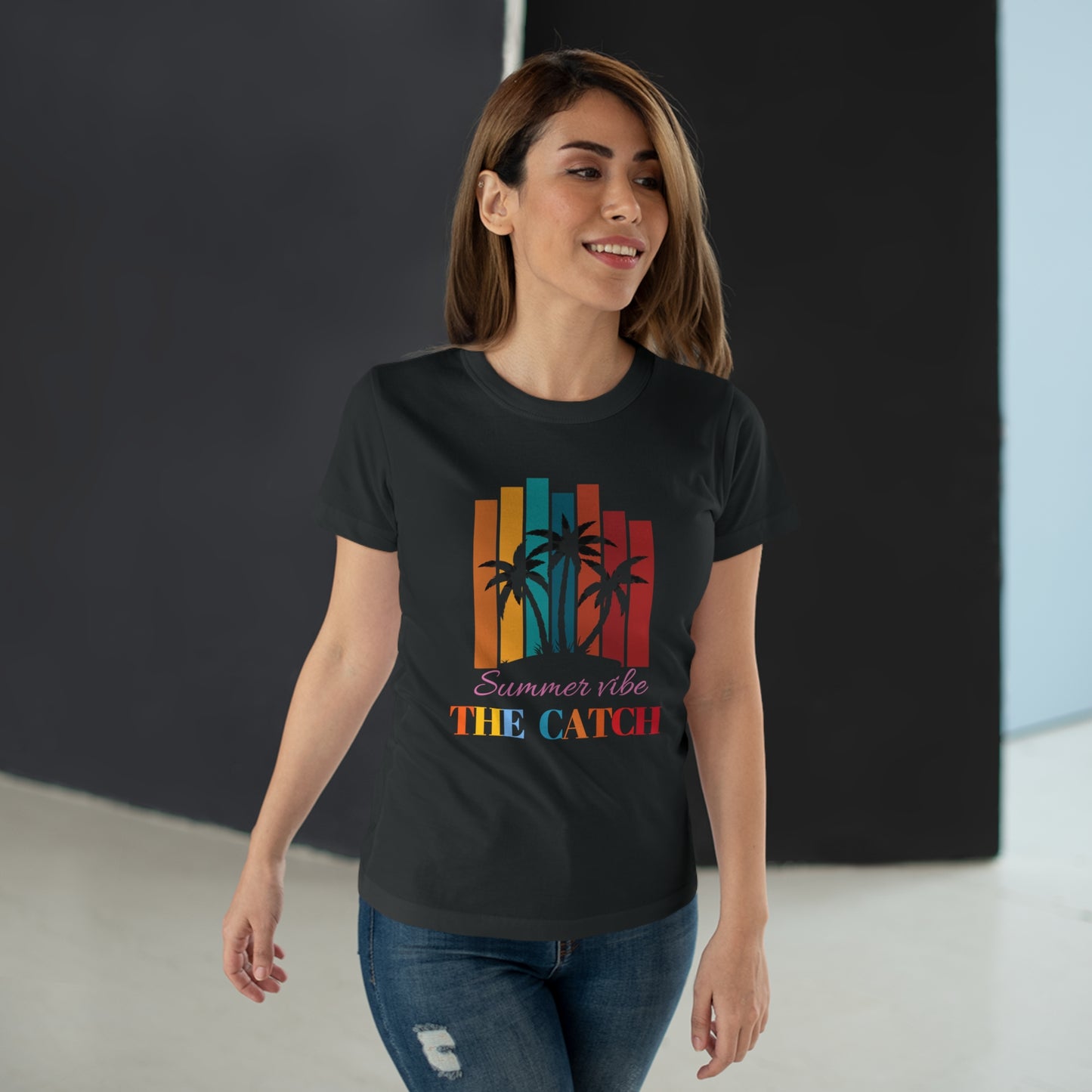 Summer Vibe Women's T-Shirt with Palm Design - THE CATCH