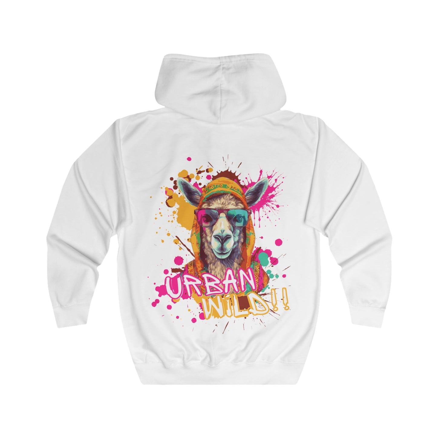 Urban Wild Full Zip Hoodie - Colorful Llama Graphic, Trendy Street Style - THE CATCH