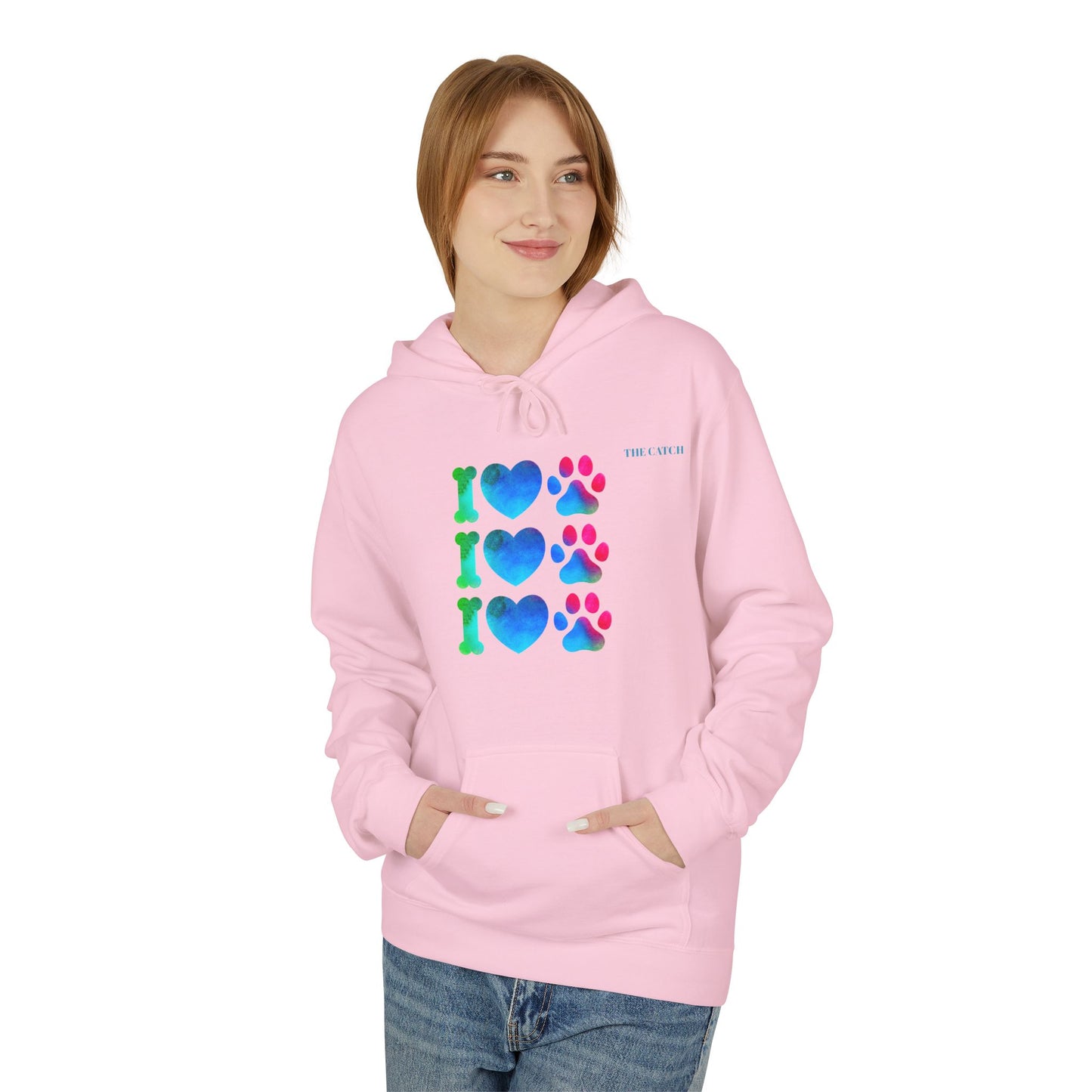 I Love Pets Midweight Softstyle Fleece Hoodie – Perfect Gift for Animal Lovers