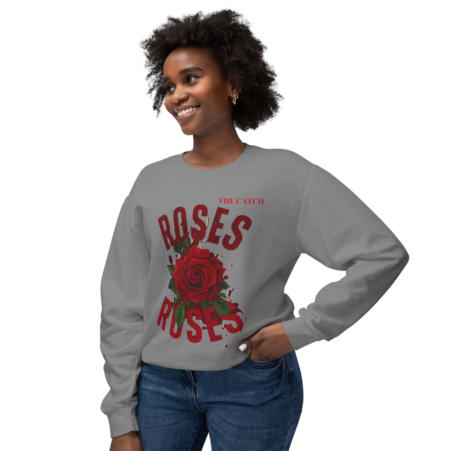 Lightweight Crewneck Sweatshirt - Roses Design
