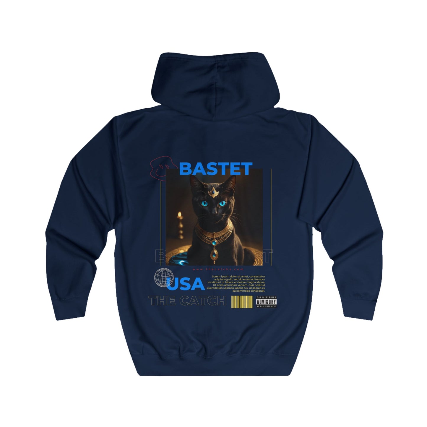Bastet Cat Full Zip Hoodie - Stylish & Cozy Graphic Hoodie for Cat Lovers