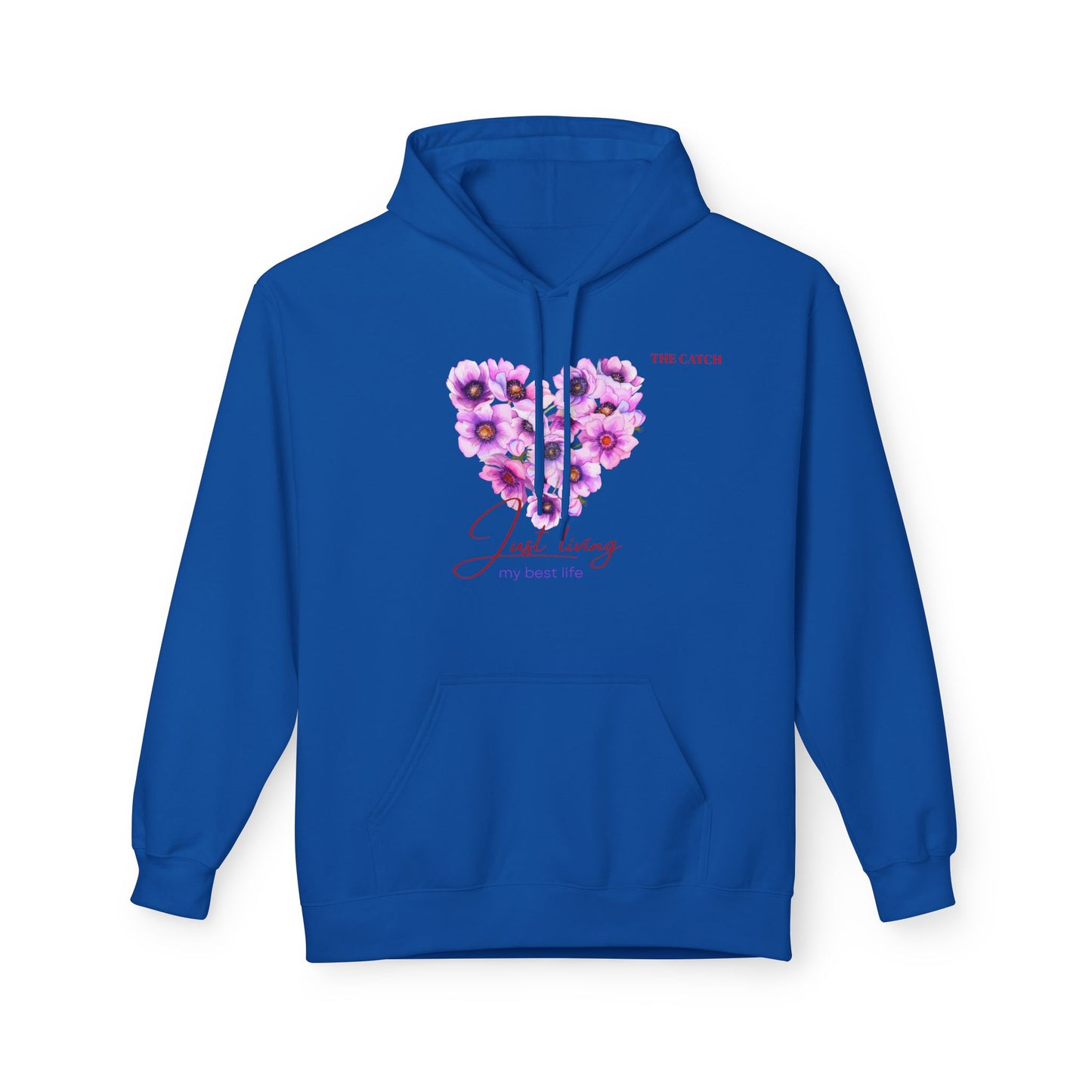 Just Living Floral Heart Hoodie - Inspirational Midweight Fleece Sweatshirt