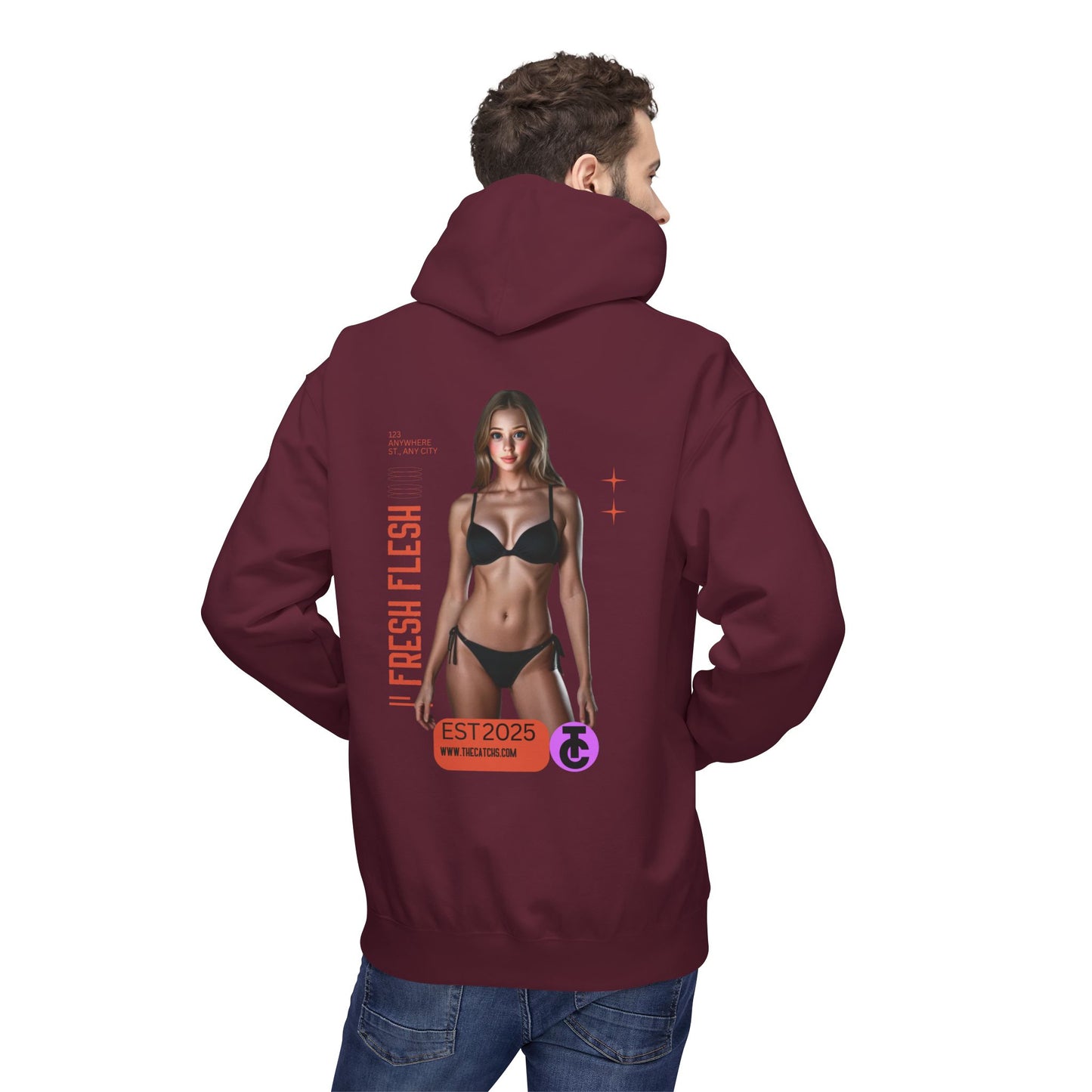Fresh Flesh Graphic Hoodie for Trendsetters Midweight Fleece Sweatshirt - THE CATCH