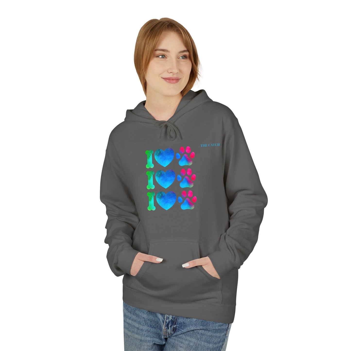 I Love Pets Midweight Softstyle Fleece Hoodie – Perfect Gift for Animal Lovers