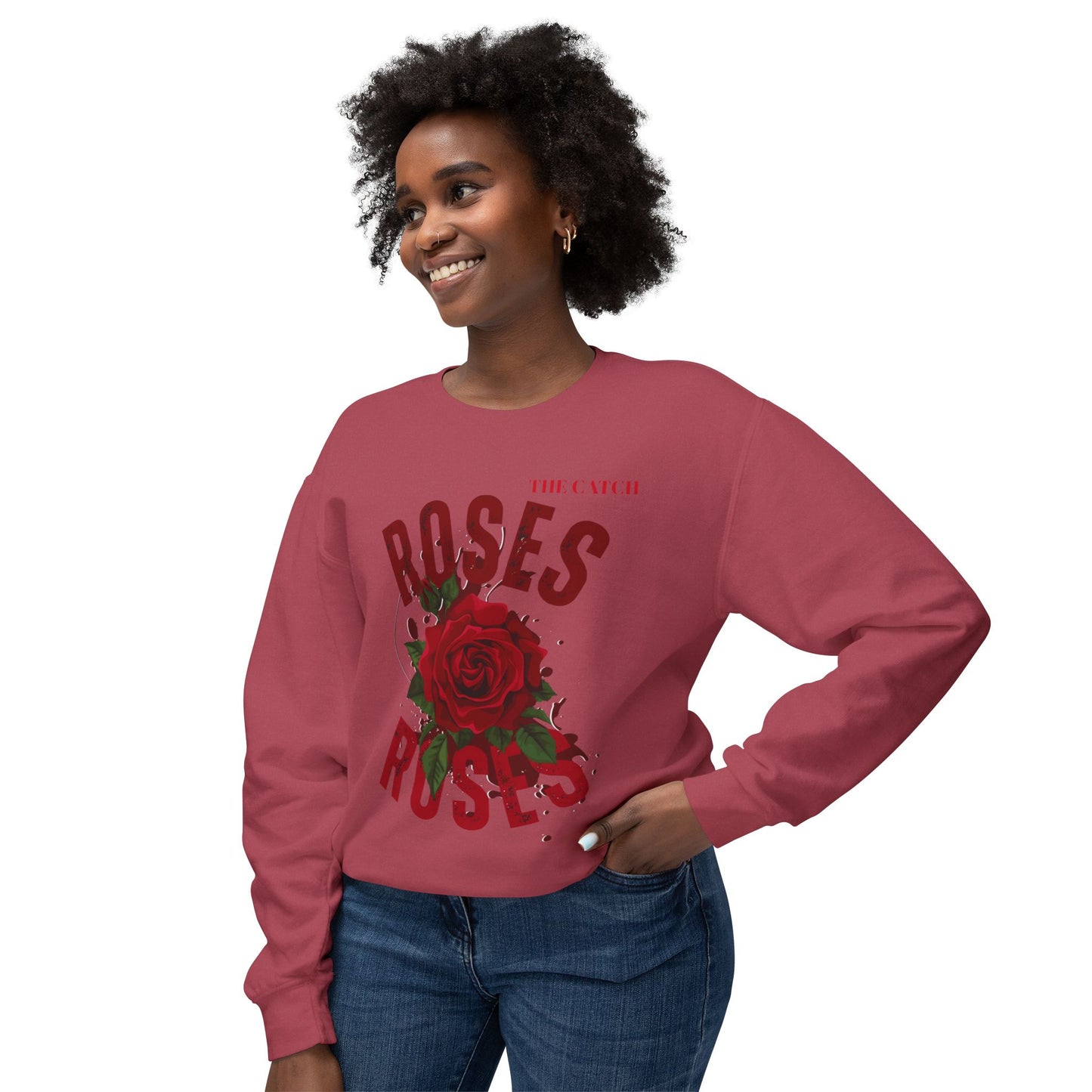 Lightweight Crewneck Sweatshirt - Roses Design