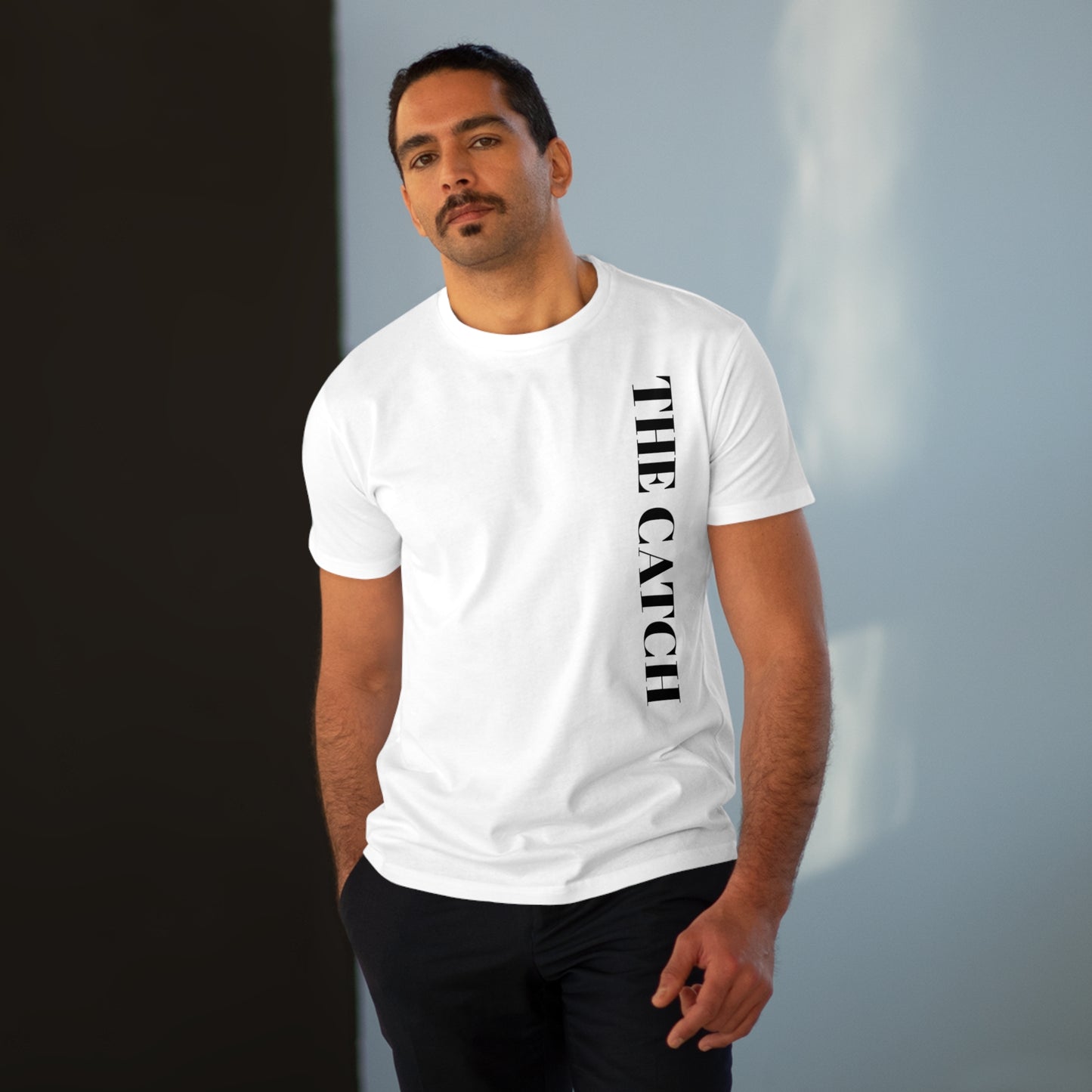 Urban Fashion Men's Modern-fit Tee - 'THE CATCH' Graphic Shirt for Trendsetters - THE CATCH