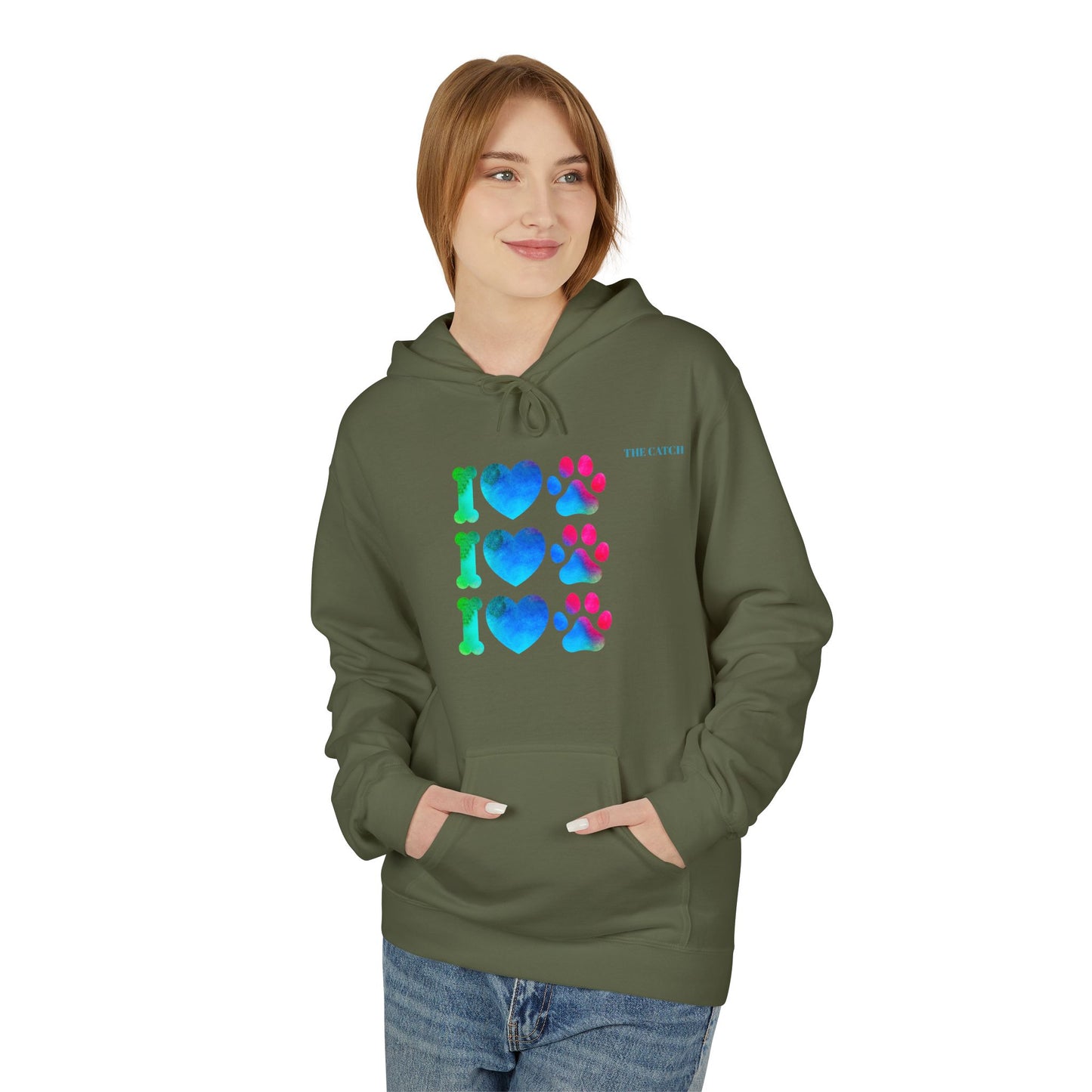 I Love Pets Midweight Softstyle Fleece Hoodie – Perfect Gift for Animal Lovers