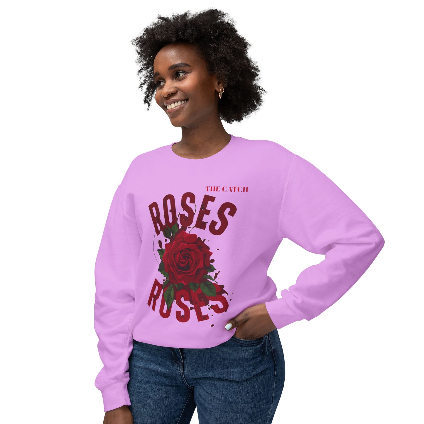 Lightweight Crewneck Sweatshirt - Roses Design