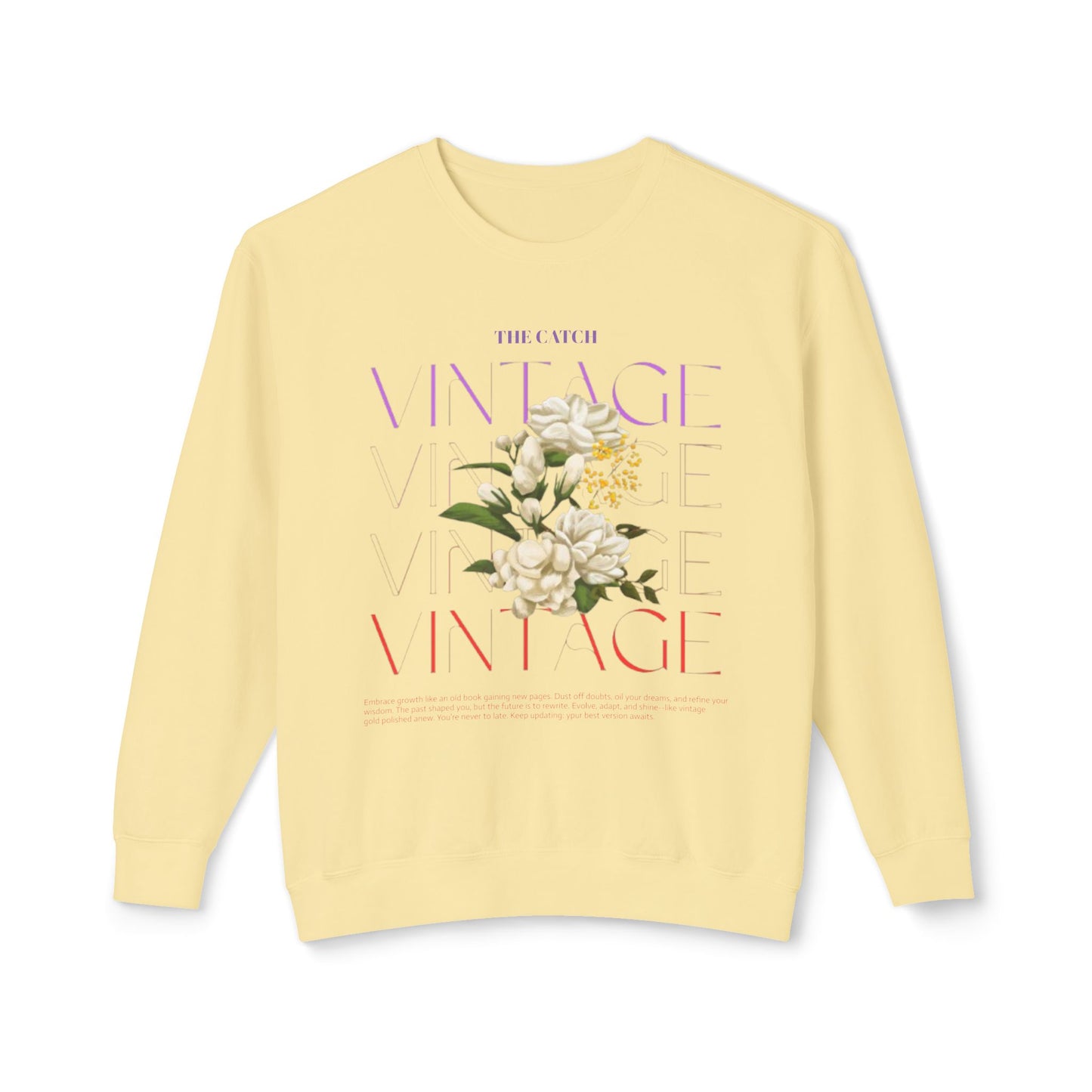 Vintage Floral Women's Lightweight Crewneck Sweatshirt - Casual & Stylish Design - THE CATCH