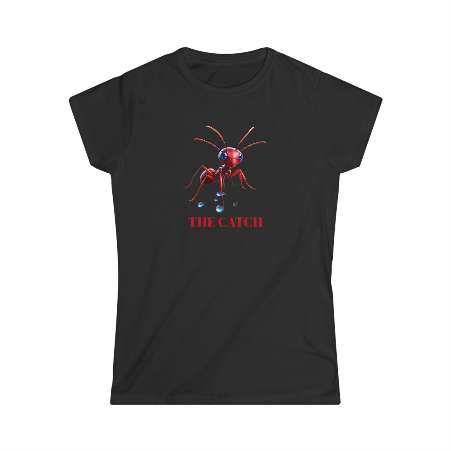 Women's Softstyle Tee - 'The Catch' Ant Graphic Shirt for Nature Lovers - THE CATCH