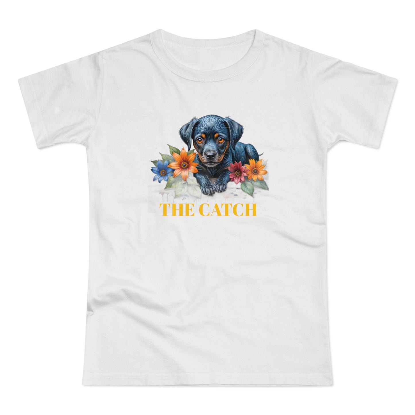 The Catch Dog-Themed Women's T-Shirt - Floral Design for Pet Lovers - THE CATCH