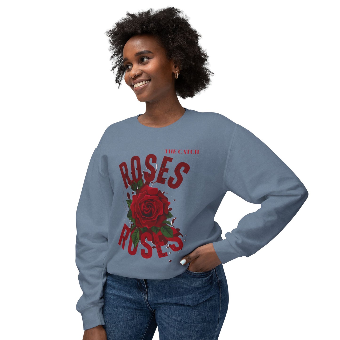 Lightweight Crewneck Sweatshirt - Roses Design