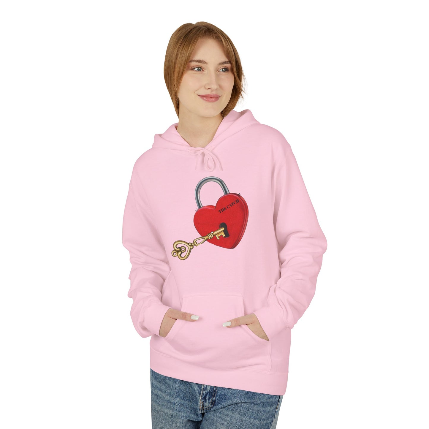 Heart Lock & Key Fleece Hoodie - Cozy Valentine’s Day Gift