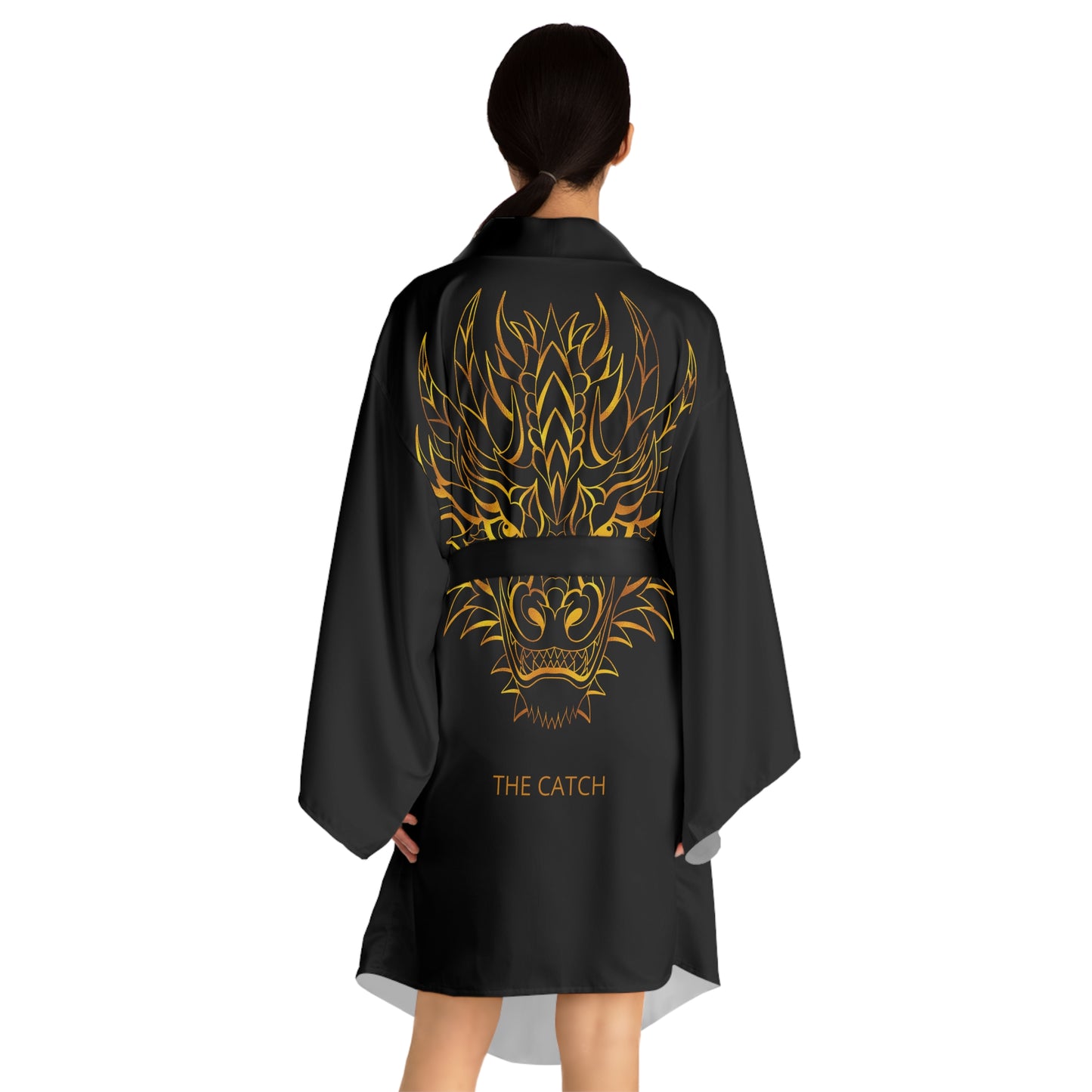 Elegant Long Sleeve Kimono Robe, Cozy Loungewear for Relaxing Evenings, Perfect Gift for Birthdays, Holidays & Self-Care, Unique AOP Design - THE CATCH