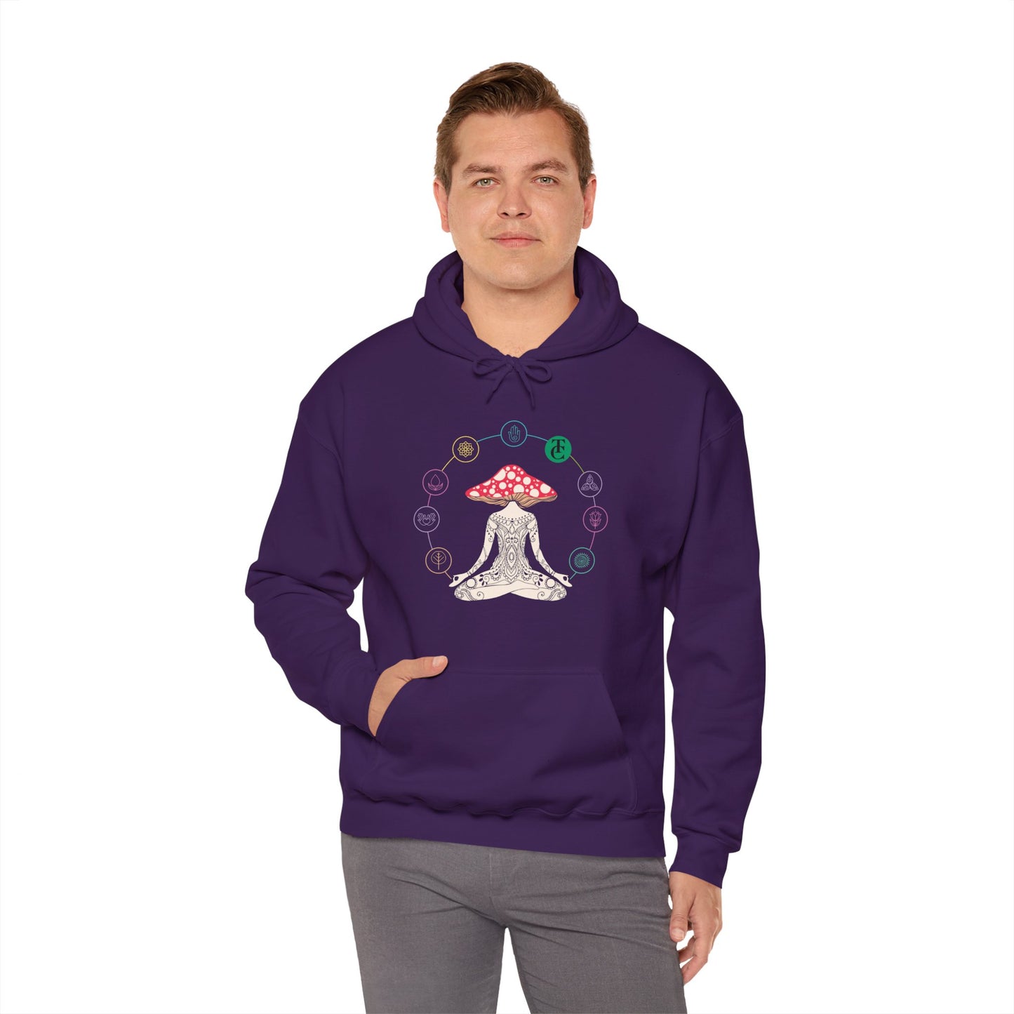 Meditative Mushroom Hoodie - Hooded Sweatshirt, Spiritual Fashion, Cozy Gift, Yoga Attire, Mindfulness Wear, Fall Fashion