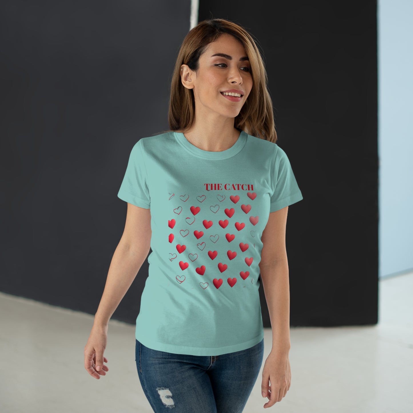Romantic Hearts Women's T-Shirt - 'The Catch' Design - THE CATCH