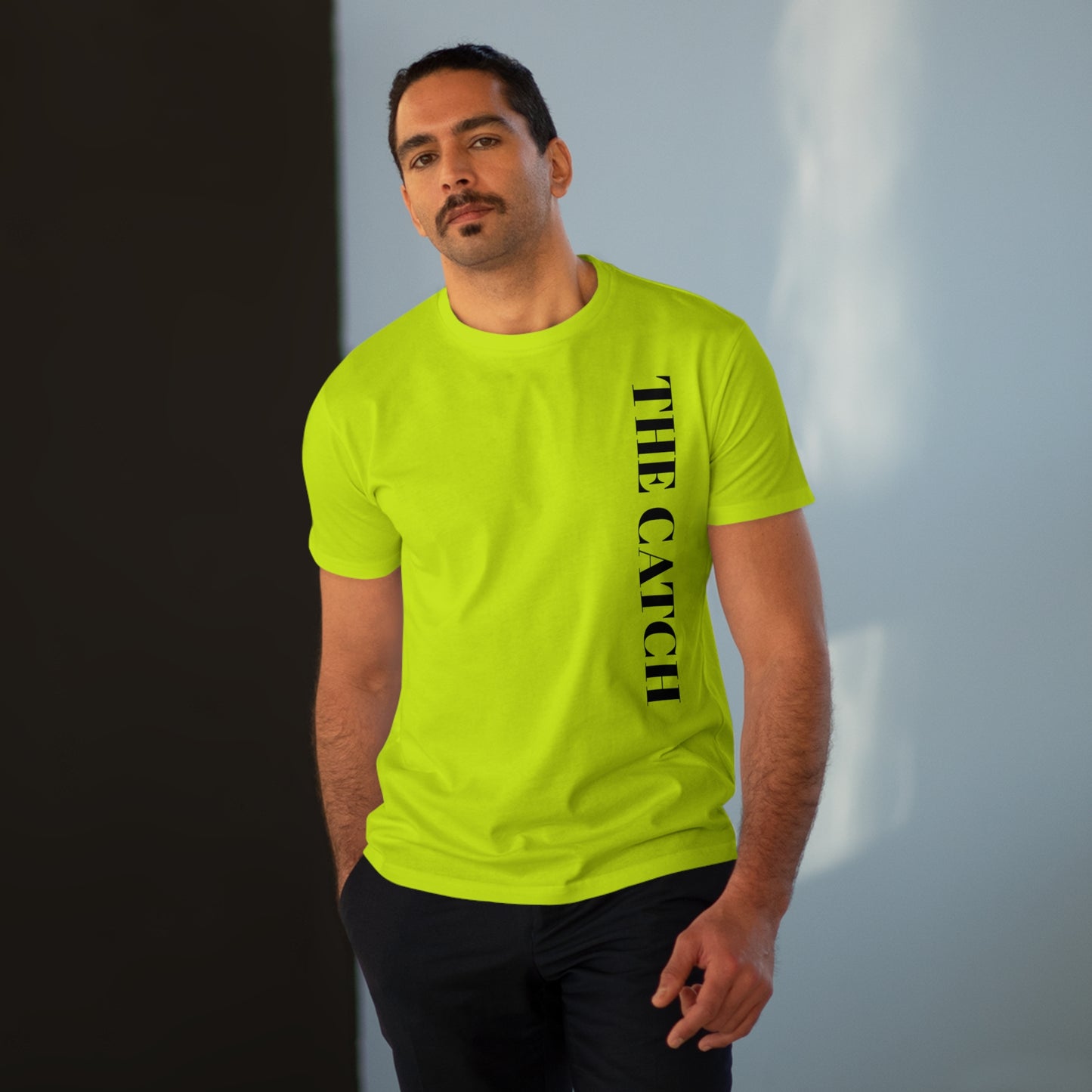 Urban Fashion Men's Modern-fit Tee - 'THE CATCH' Graphic Shirt for Trendsetters