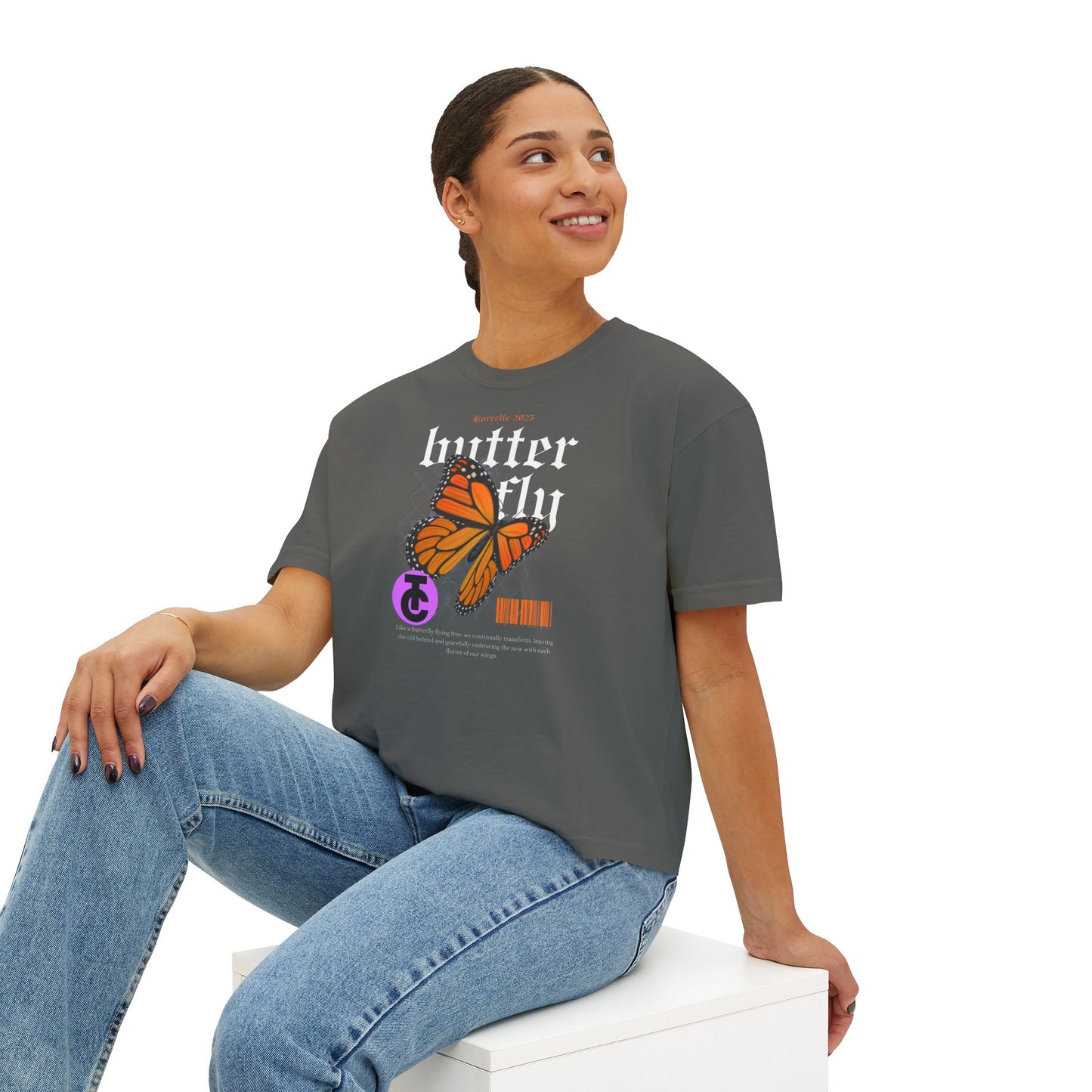 Bohemian Butterfly Women's Boxy Tee, Casual Tee, Graphic Tee, Summer Shirt, Nature Lover Gift - THE CATCH