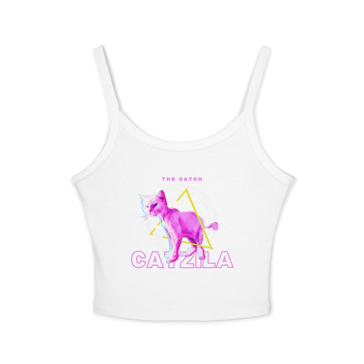 Colorful Cat Graphic Women's Tank Top, Summer Tops, Cute Cat Apparel, Gifts for Cat Lovers, Trendy Spaghetti Strap Shirt - THE CATCH