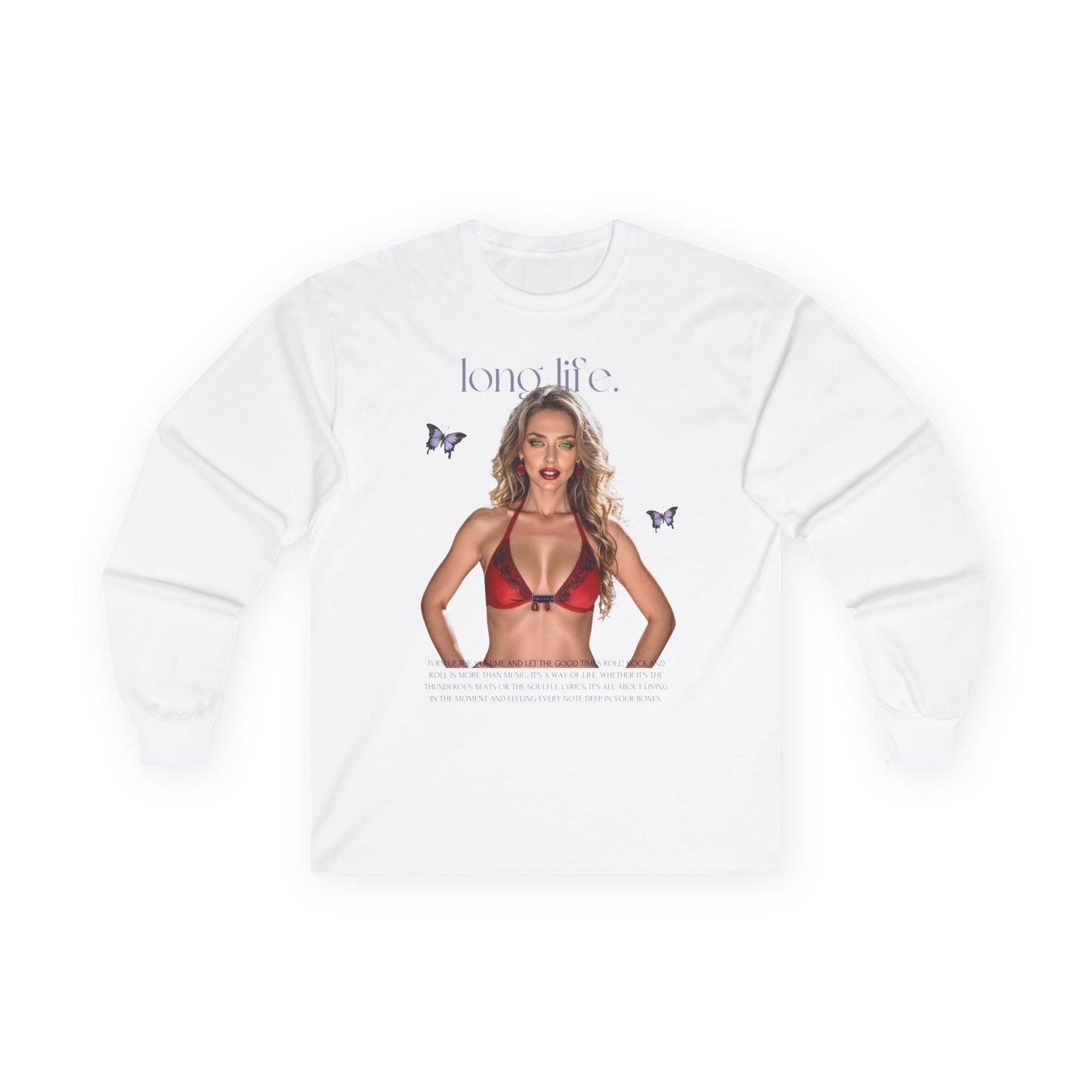 Long Sleeve Tee - 'Long Life' Graphic with Butterfly Design - THE CATCH