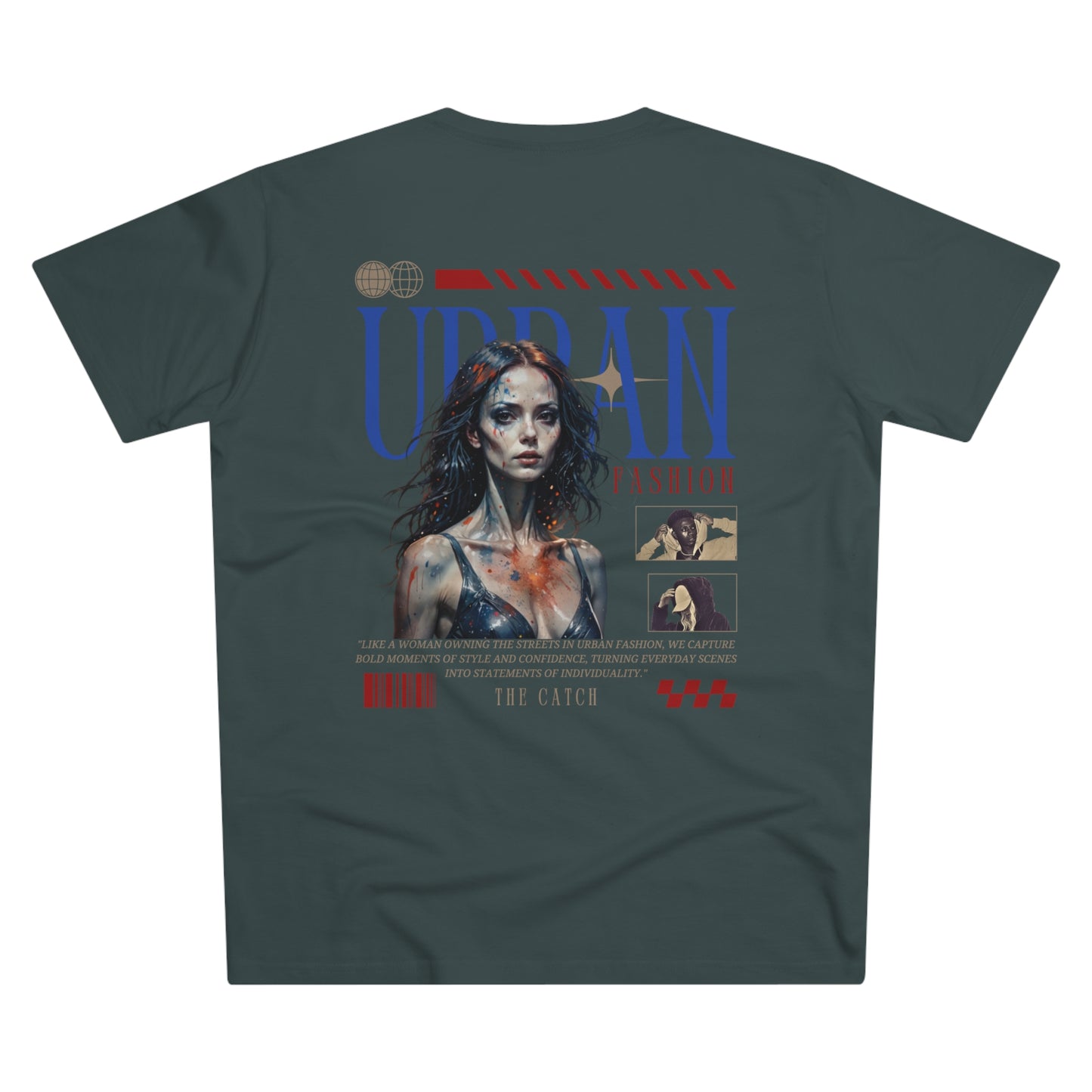 Urban Fashion Men's Modern-fit Tee - 'THE CATCH' Graphic Shirt for Trendsetters