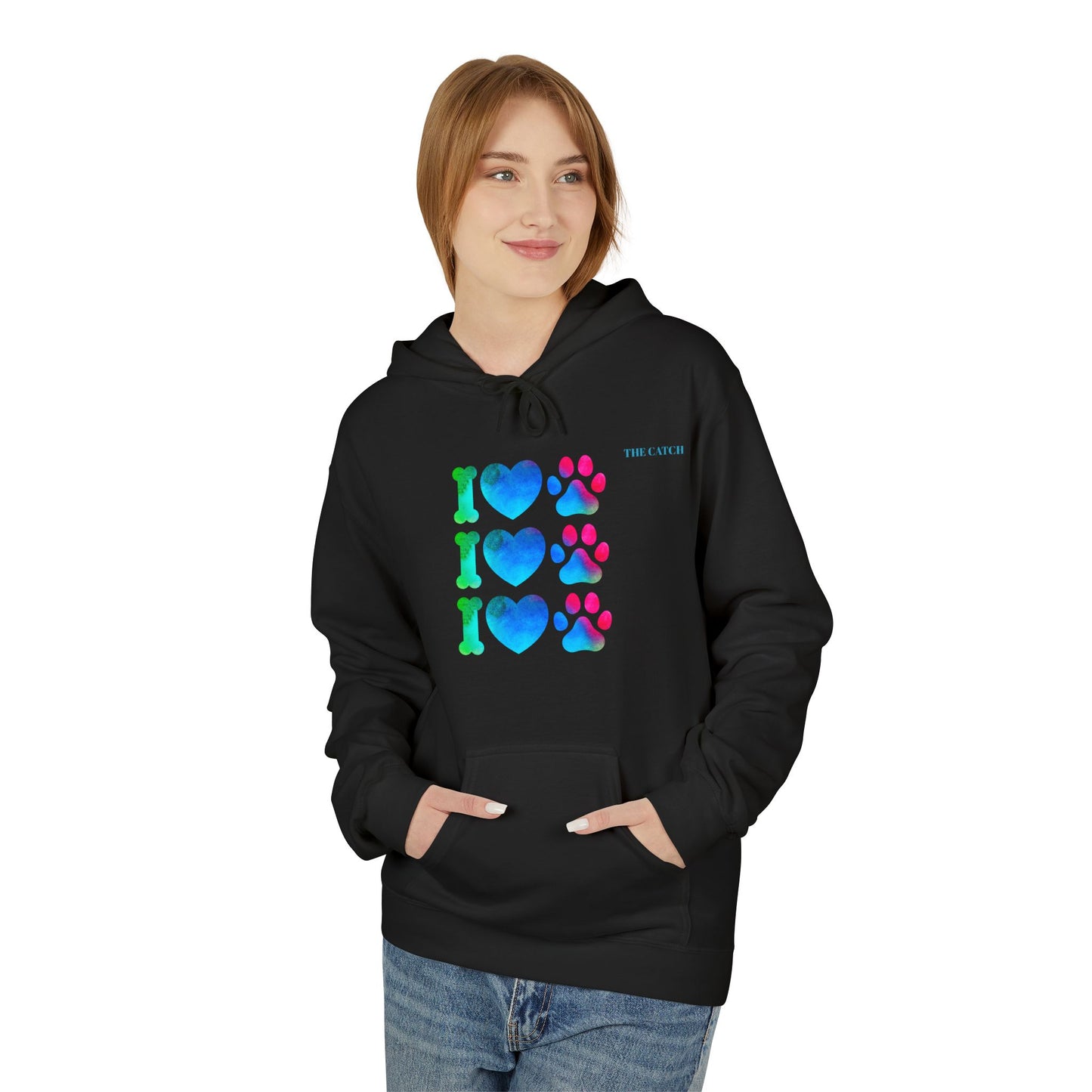 I Love Pets Midweight Softstyle Fleece Hoodie – Perfect Gift for Animal Lovers
