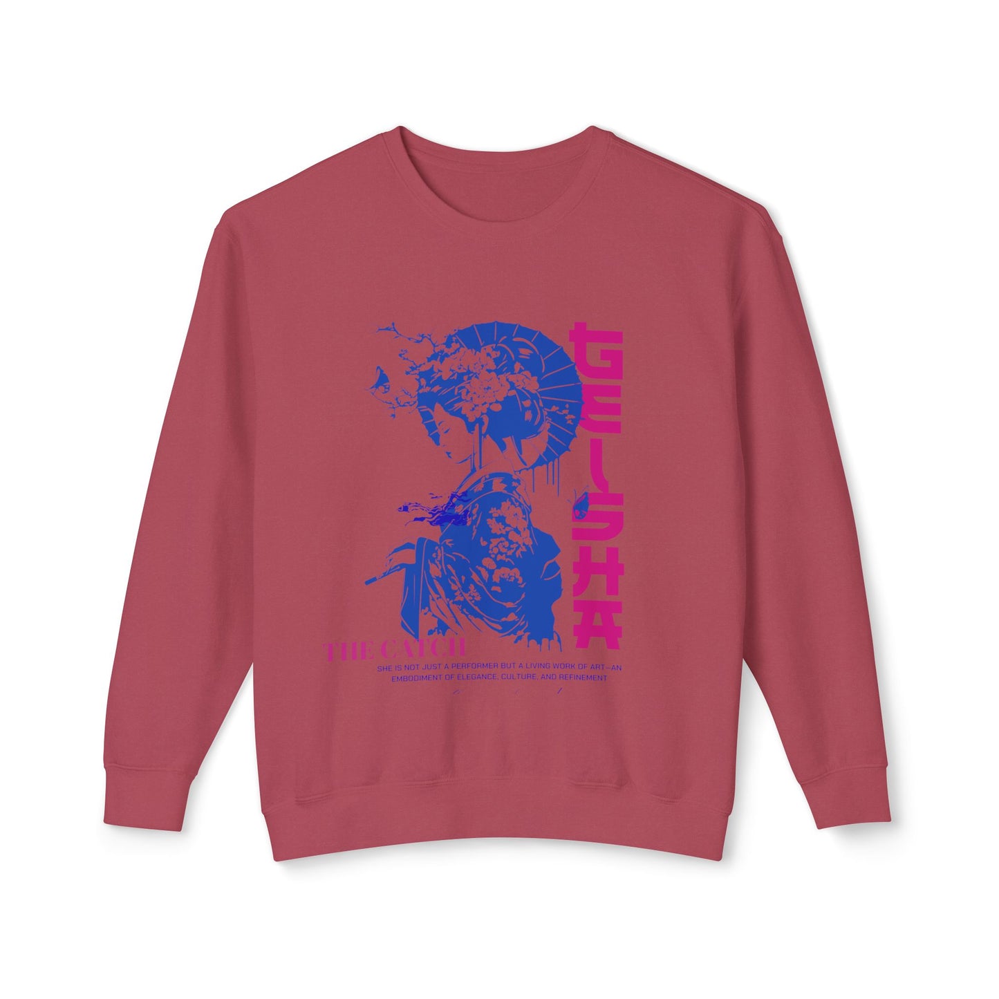 Geisha Artwork Women's Lightweight Crewneck Sweatshirt - Stylish and Cultural Design