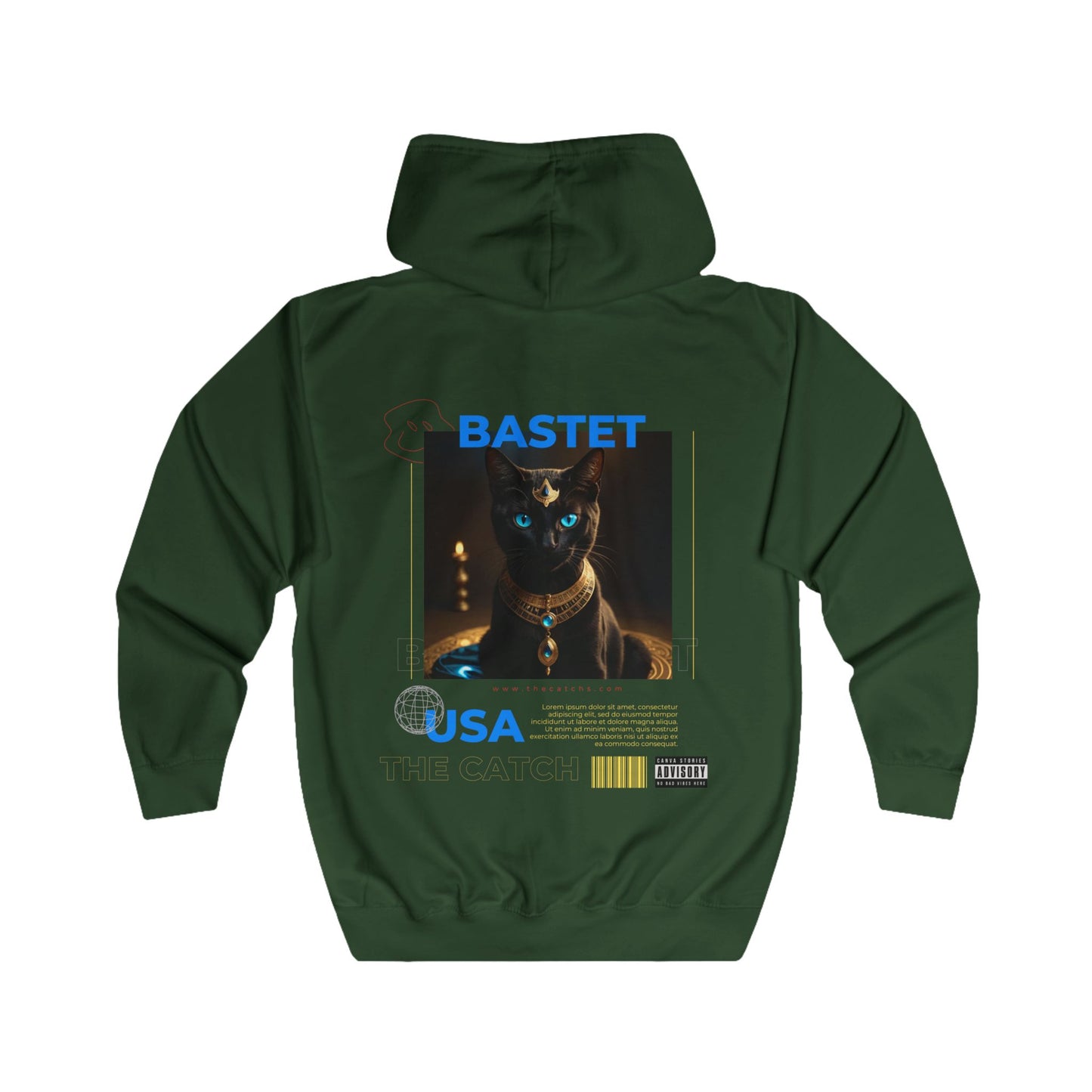 Bastet Cat Full Zip Hoodie - Stylish & Cozy Graphic Hoodie for Cat Lovers