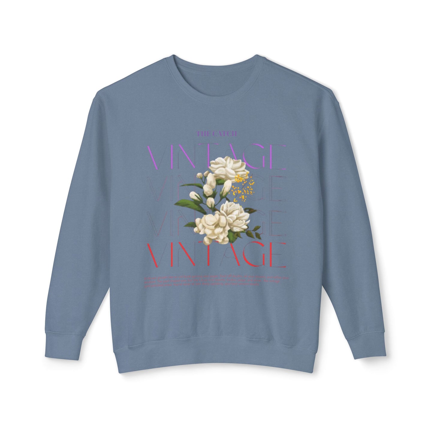 Vintage Floral Women's Lightweight Crewneck Sweatshirt - Casual & Stylish Design - THE CATCH