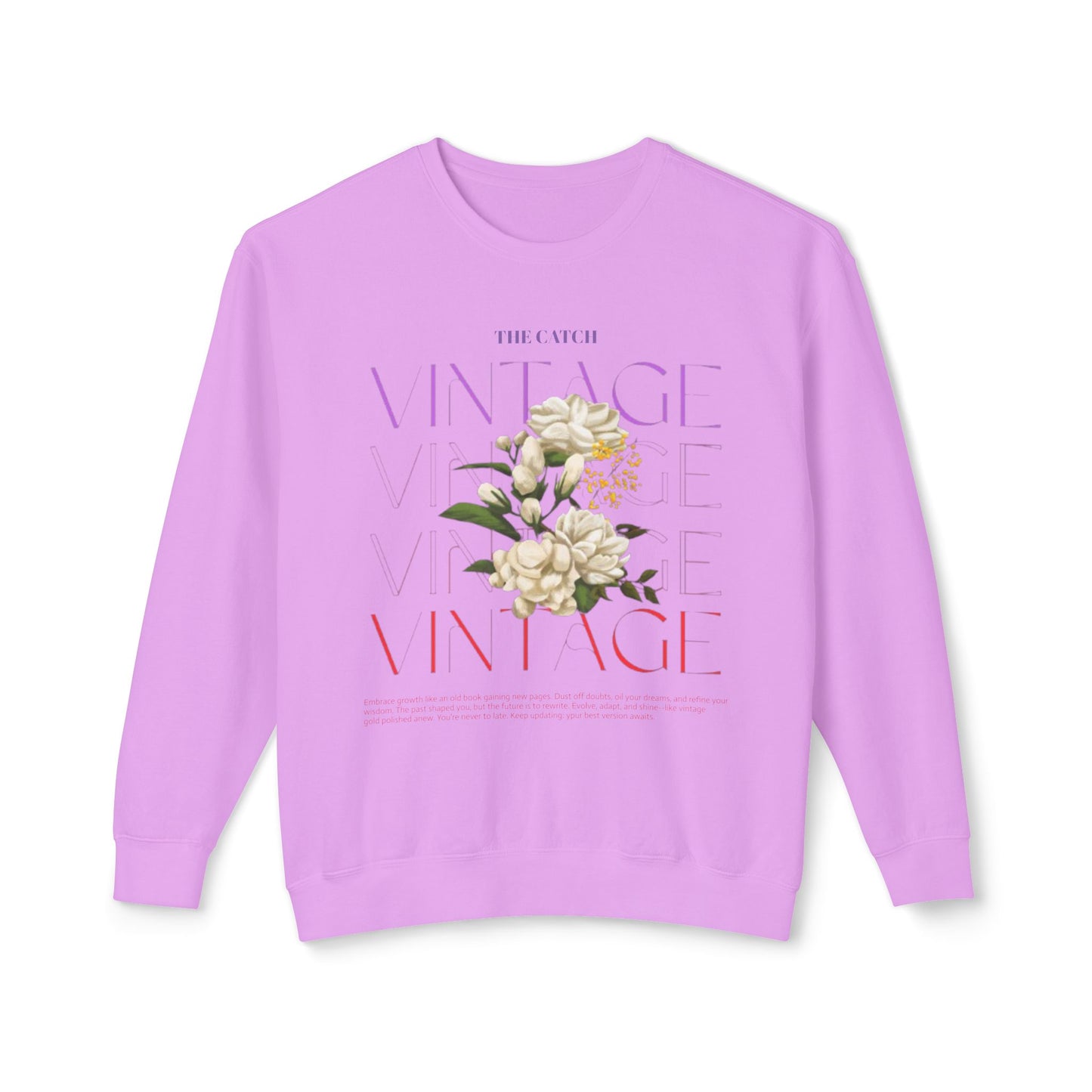 Vintage Floral Women's Lightweight Crewneck Sweatshirt - Casual & Stylish Design - THE CATCH